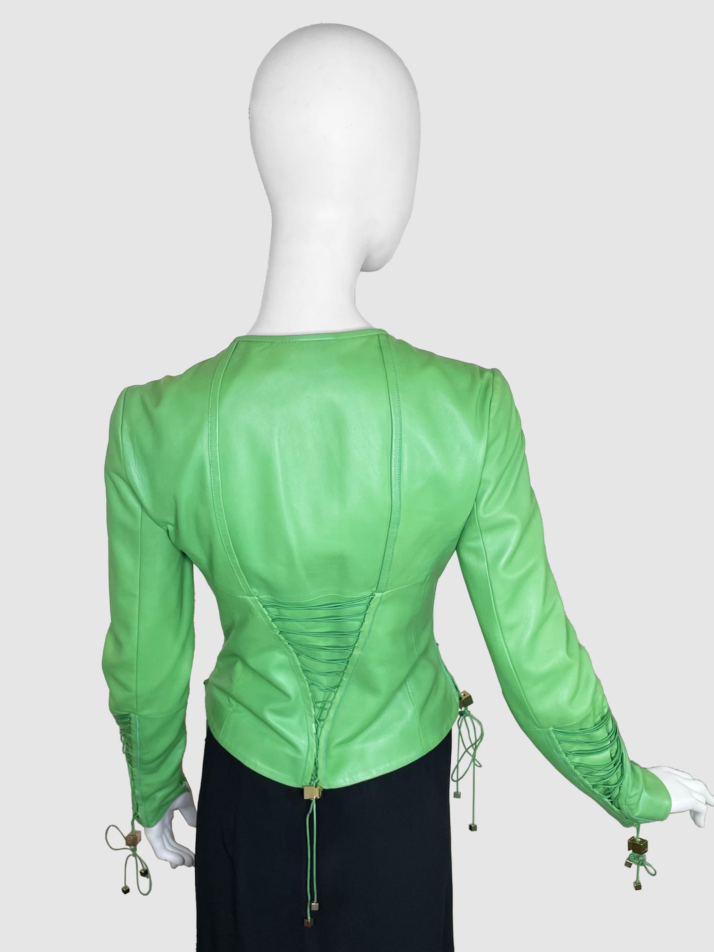 Versace Lace-Up Leather Jacket - Size 40