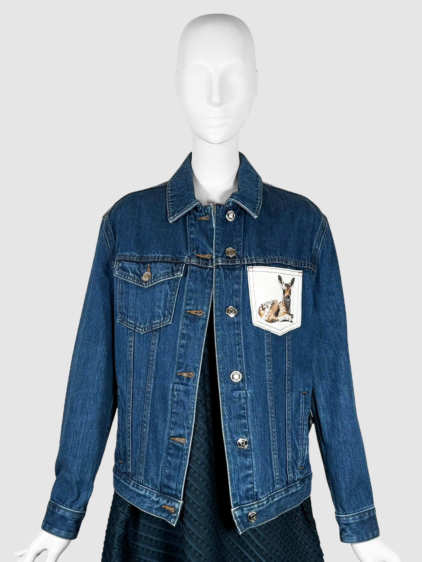 Deer Motif Denim Jacket - Size 2