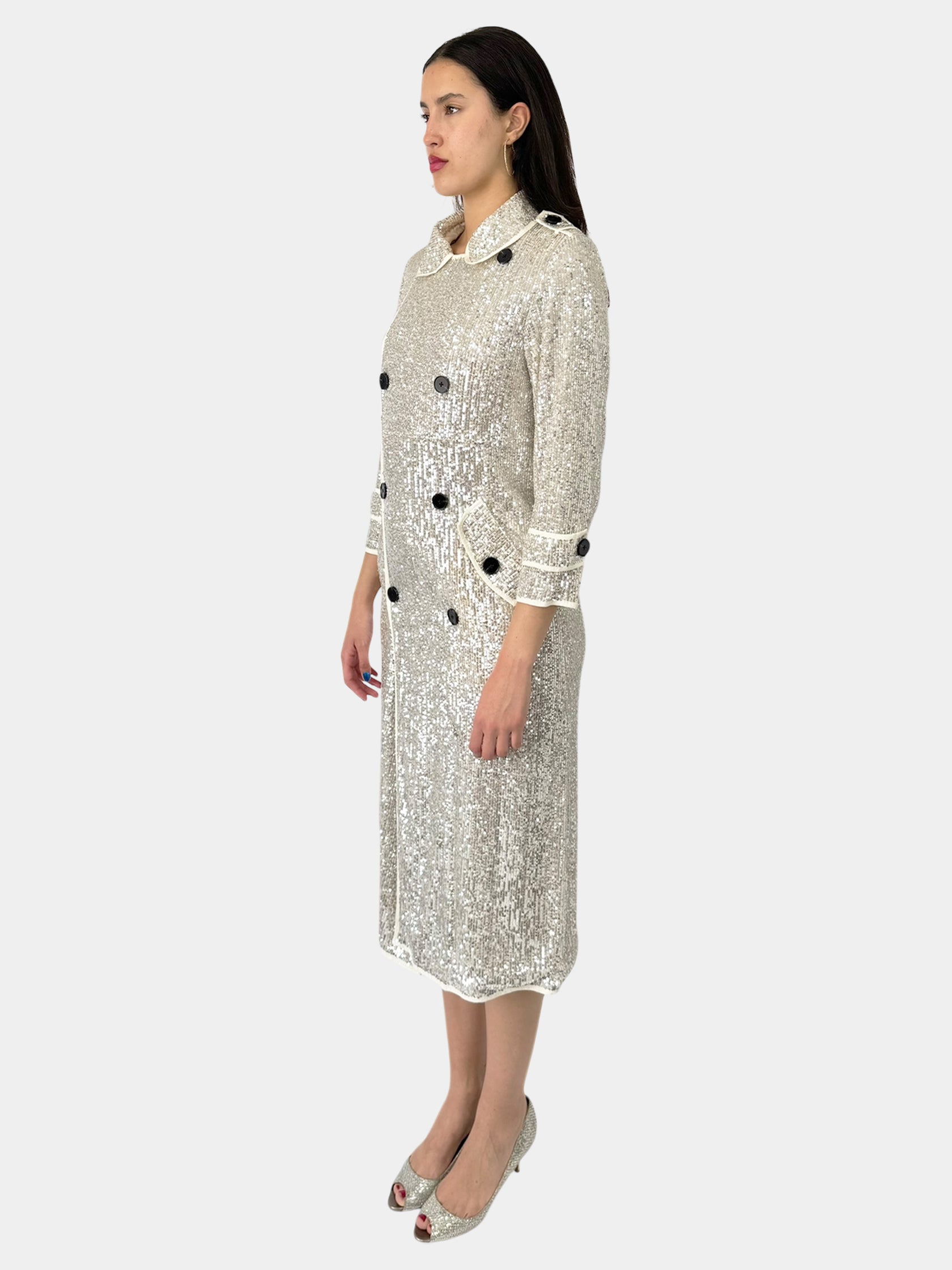 Sequin Double-Breasted Coat - Size 0