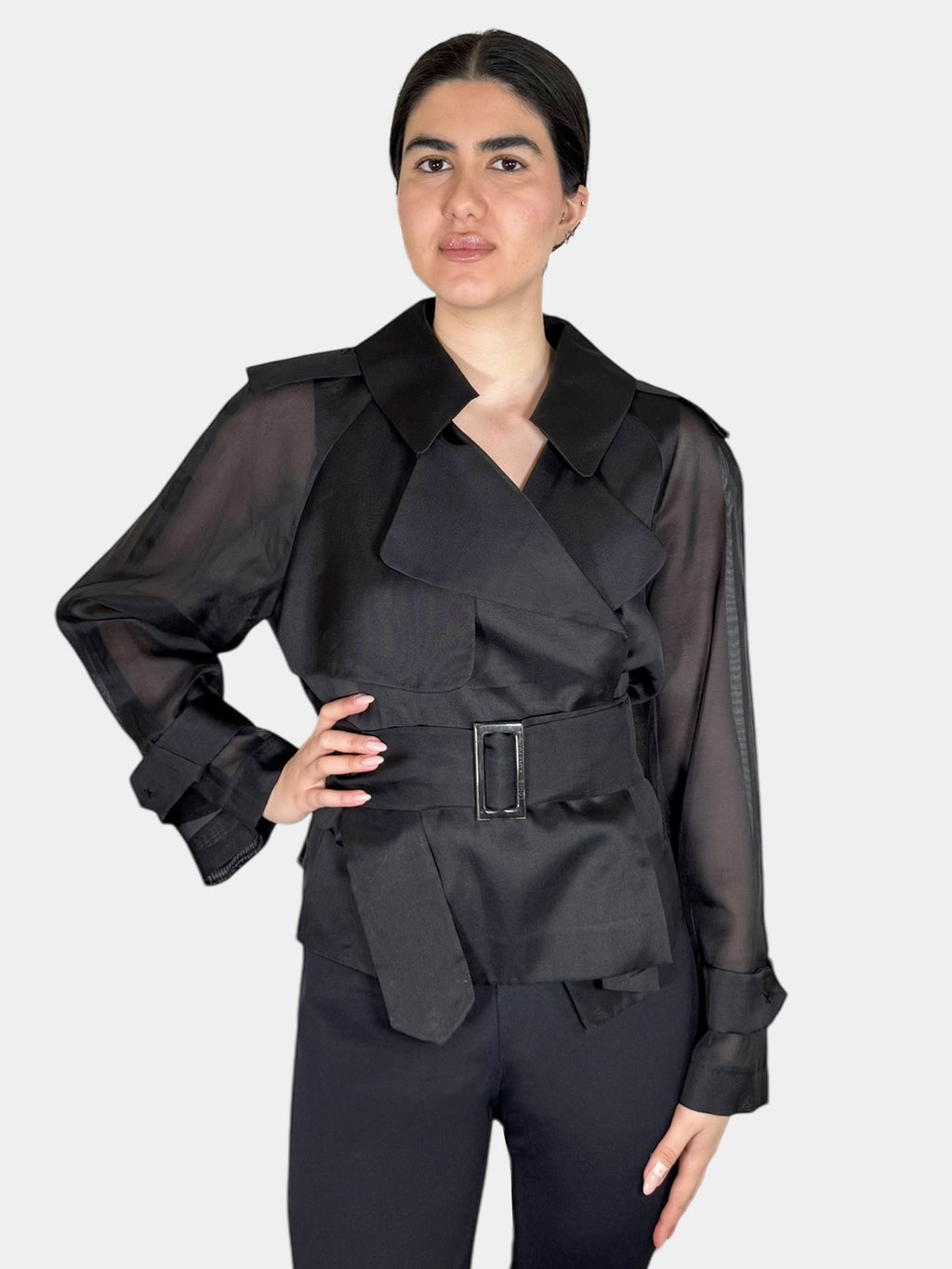 Silk Sheer Wrap Jacket - Size 36