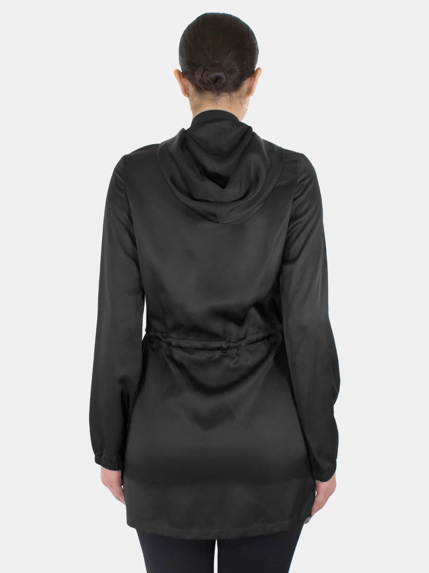 Silk Cinched Waist Zip-Up Coat - Size 2