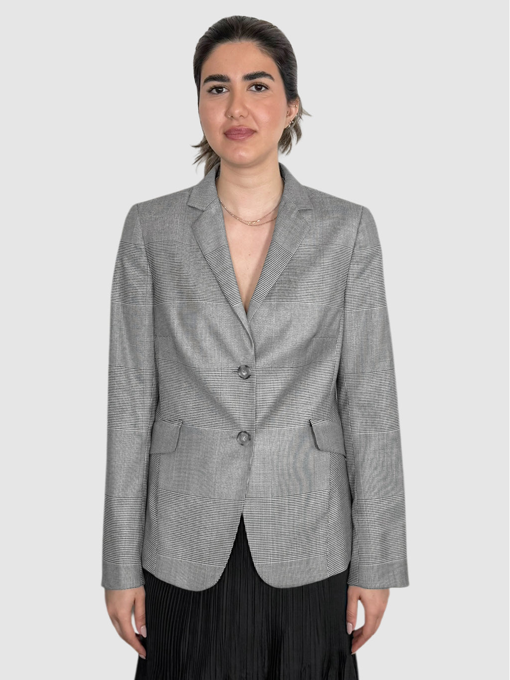 Houndstooth Single-Breasted Blazer
