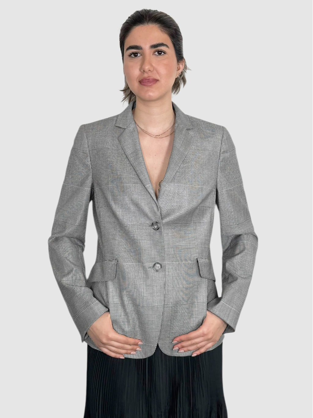 Houndstooth Single-Breasted Blazer
