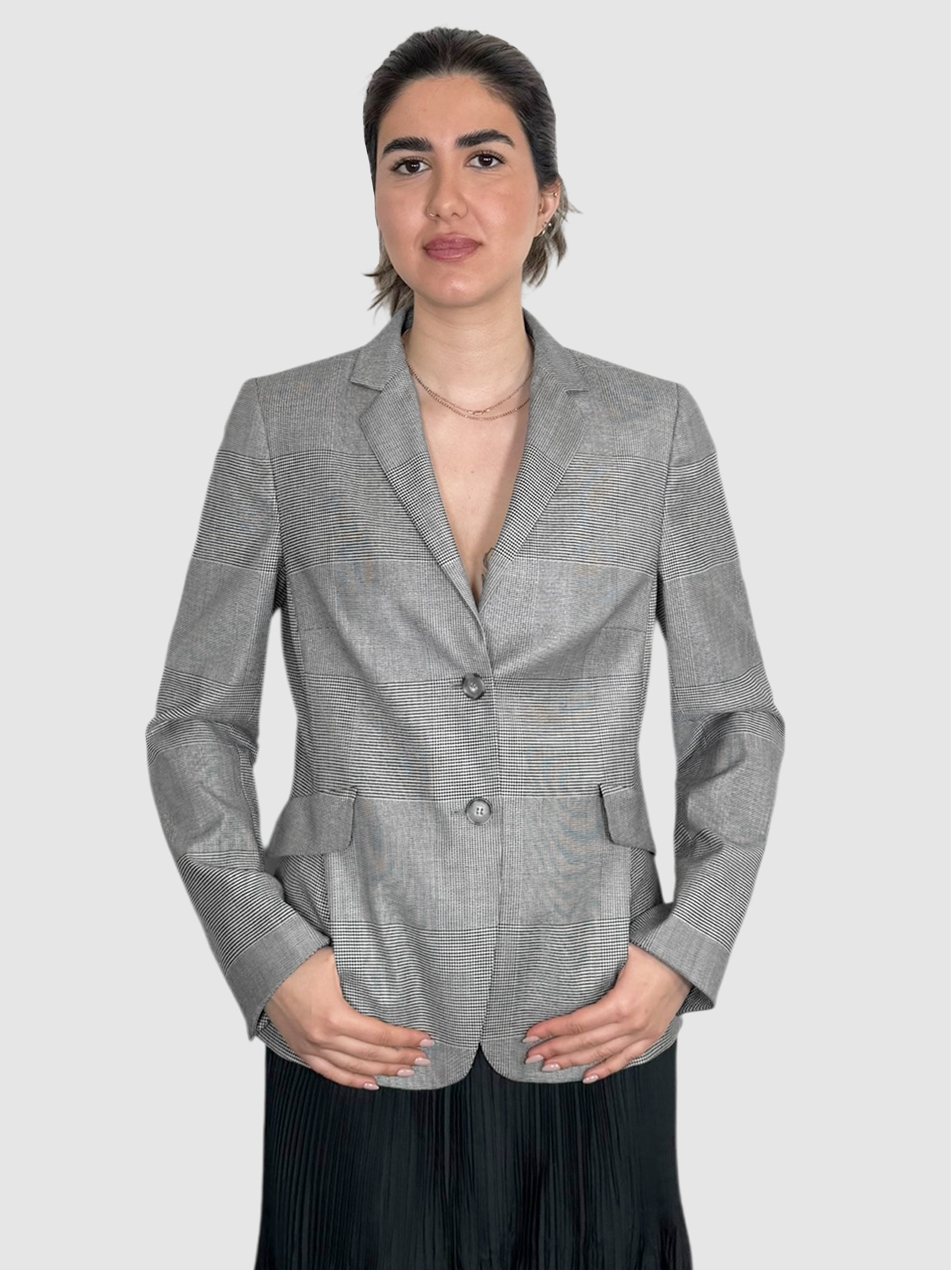 Houndstooth Single-Breasted Blazer