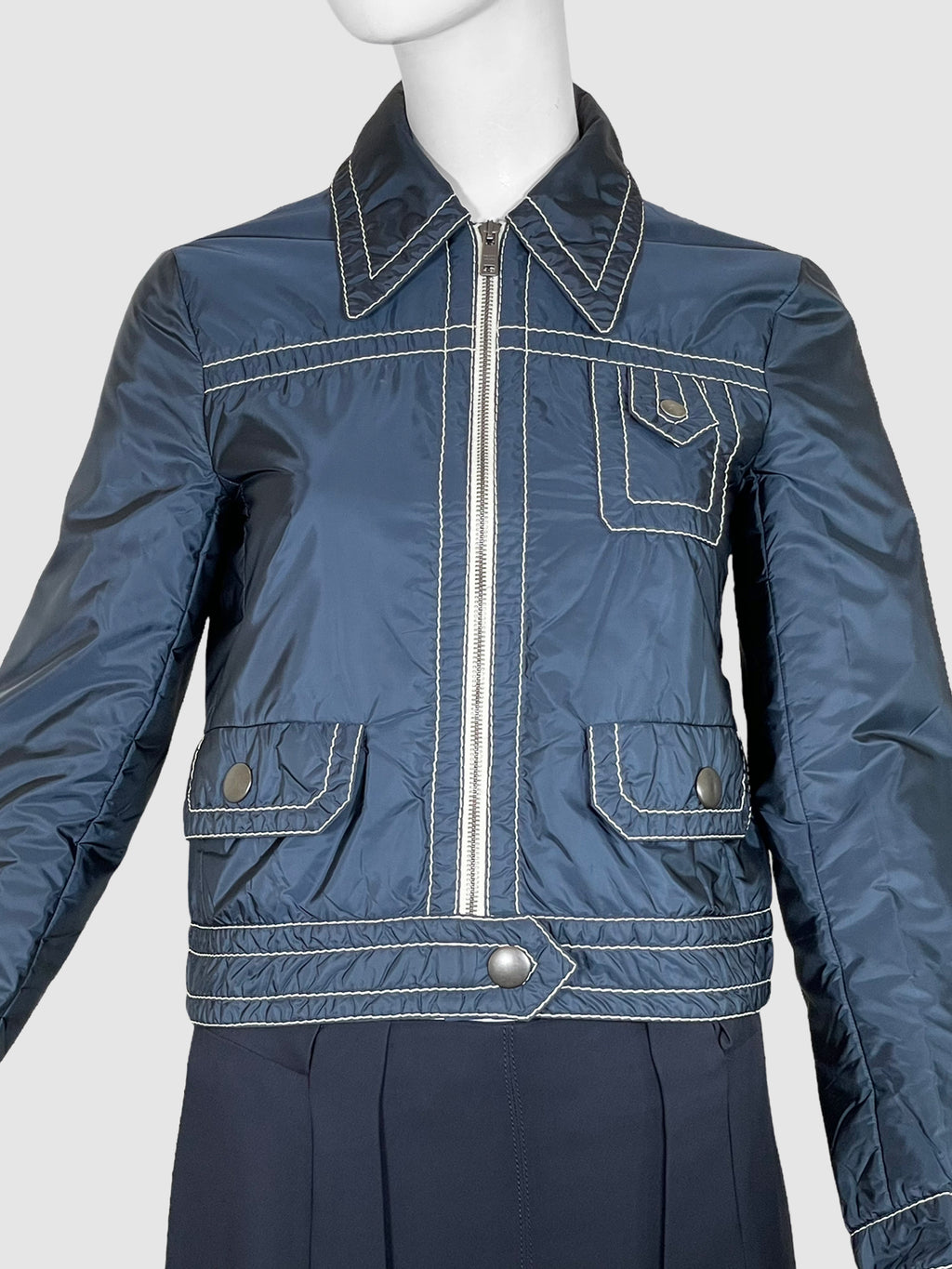 Nylon Quilted Zip-Up Jacket - Size 38