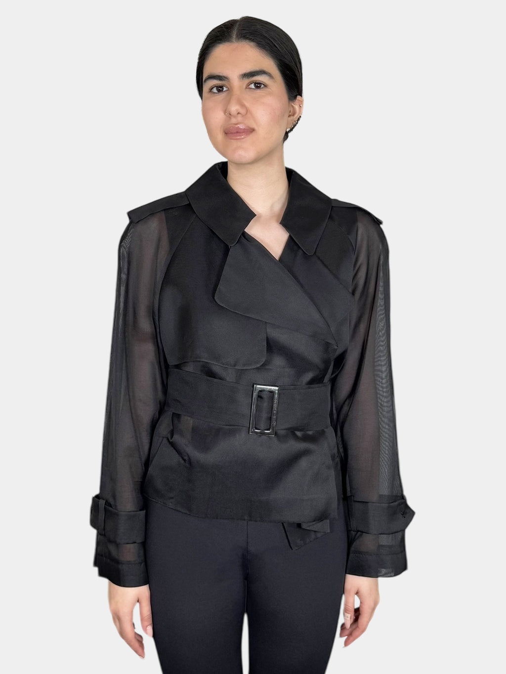 Silk Sheer Wrap Jacket - Size 36