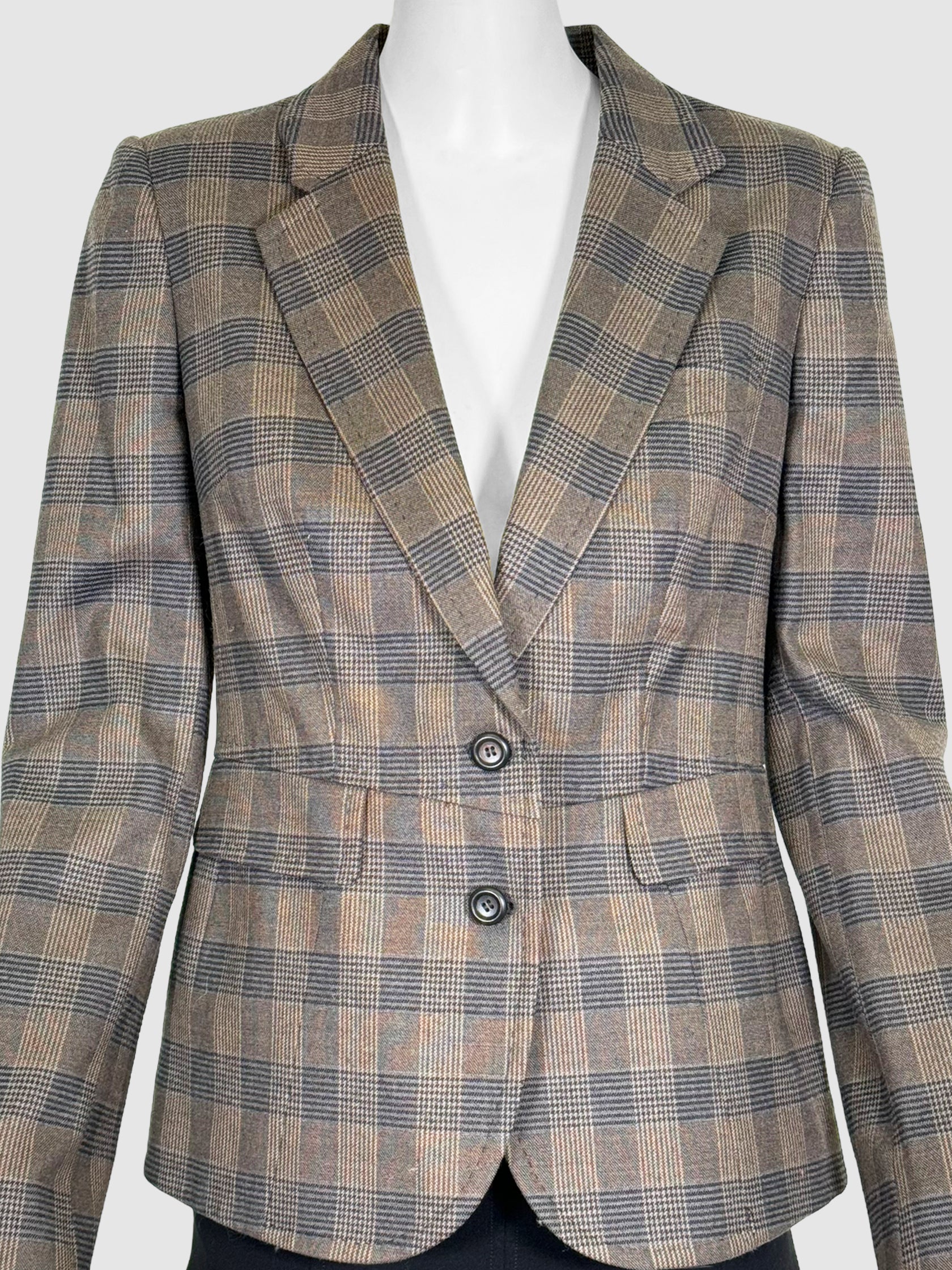Check Print Blazer - Size 44