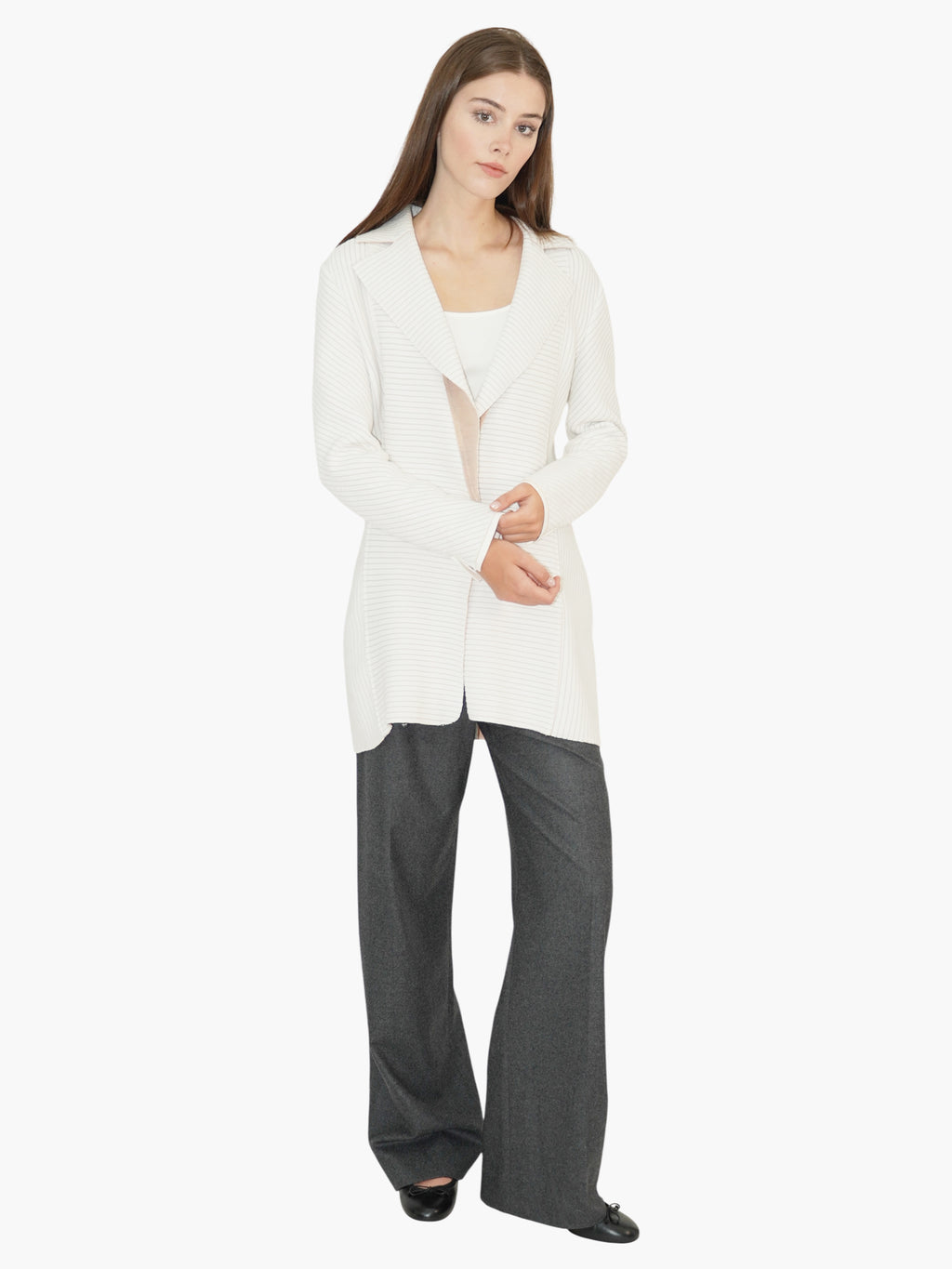 Ribbed Single-Button Jacket