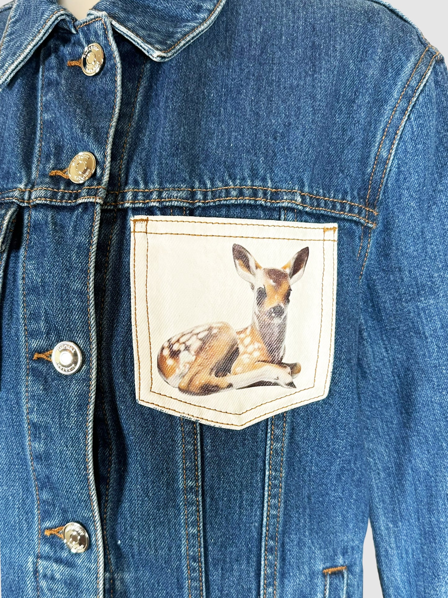 Deer Motif Denim Jacket - Size 2