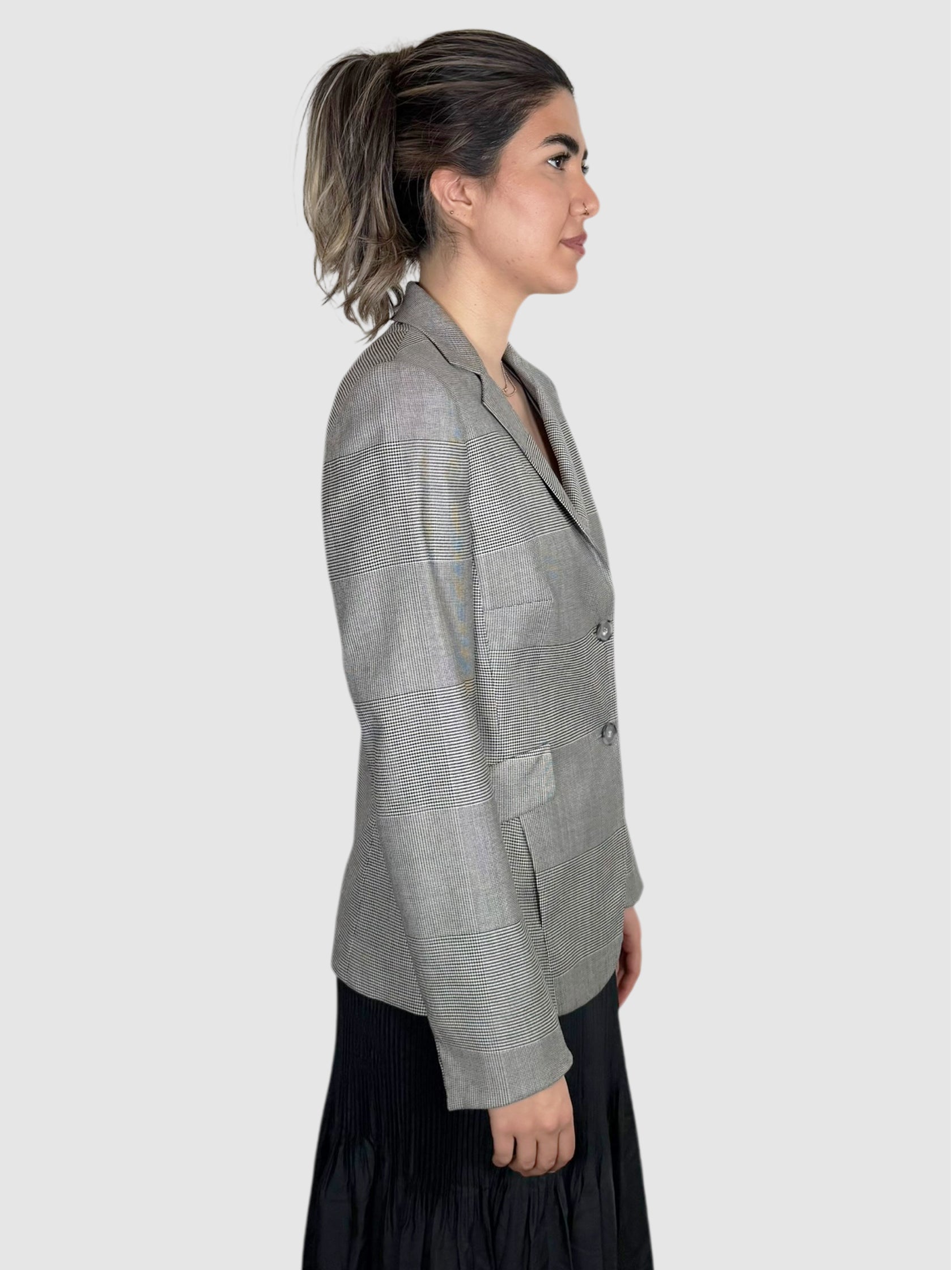 Houndstooth Single-Breasted Blazer