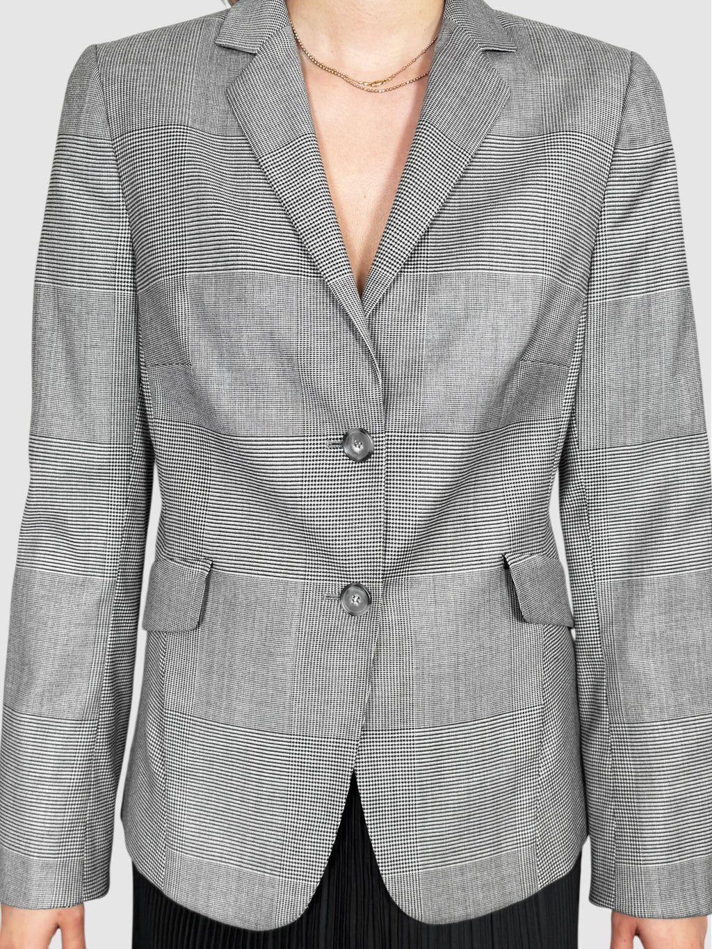 Houndstooth Single-Breasted Blazer
