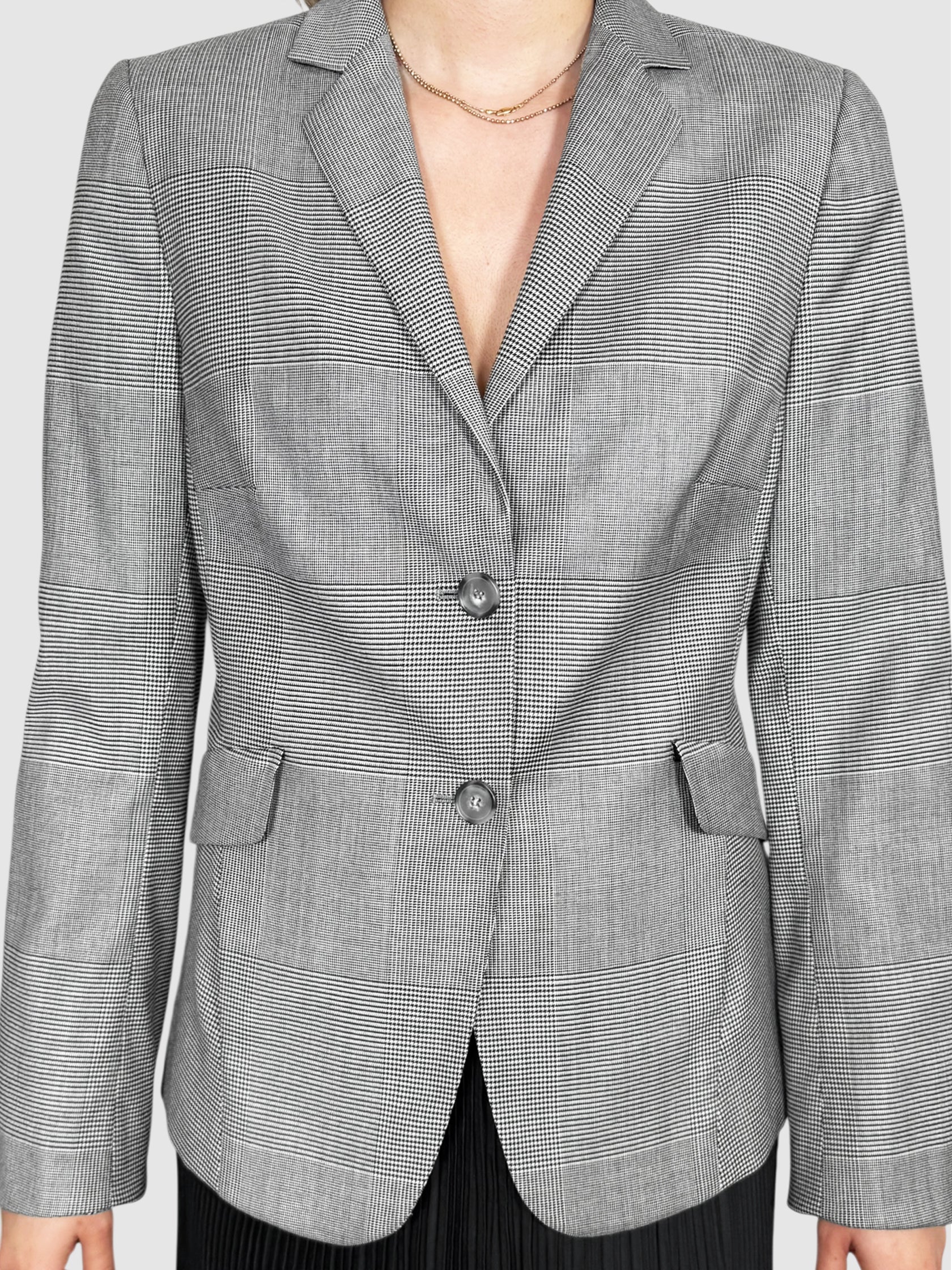 Houndstooth Single-Breasted Blazer