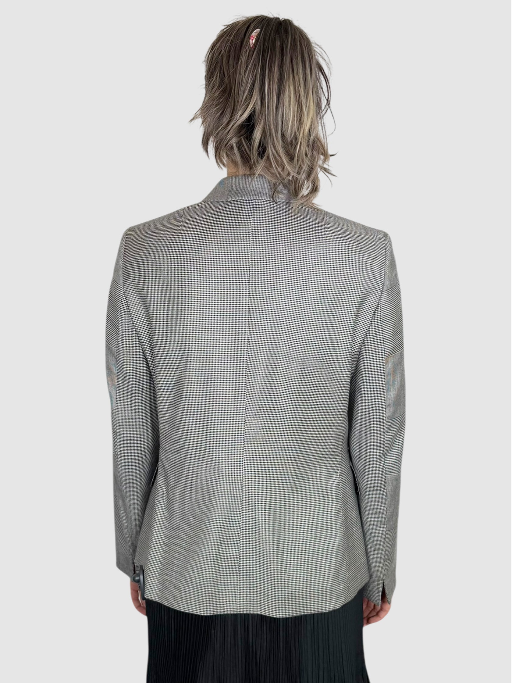 Houndstooth Single-Breasted Blazer