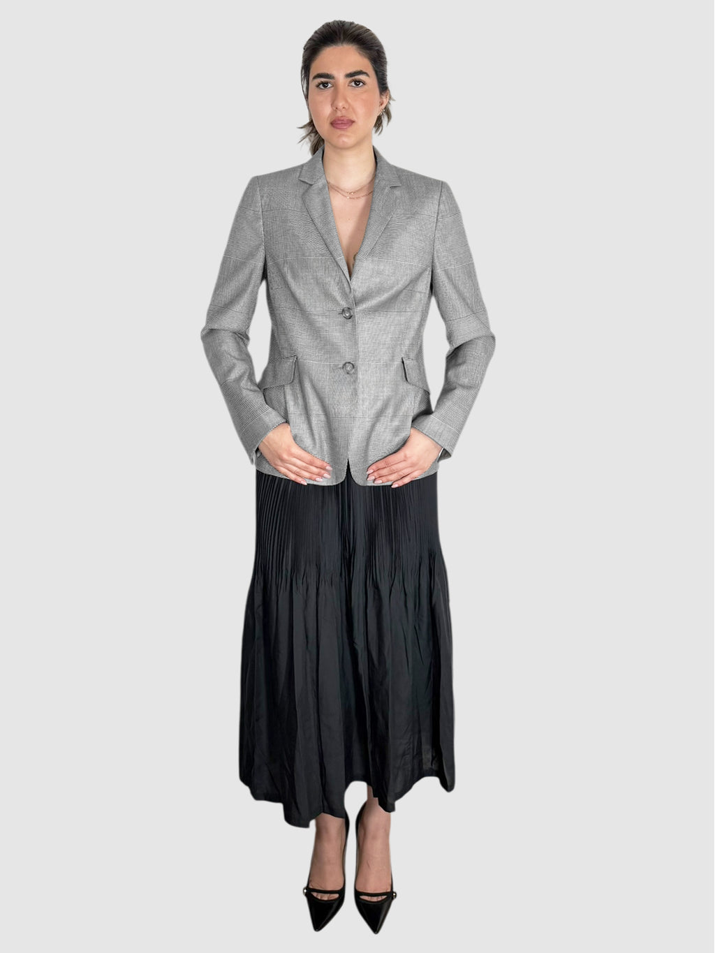 Houndstooth Single-Breasted Blazer