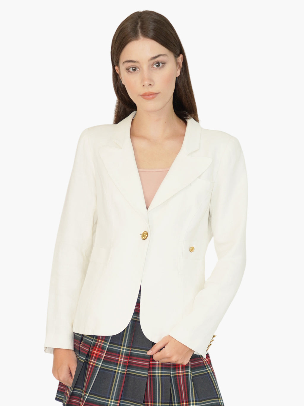 Linen Single-Button Blazer