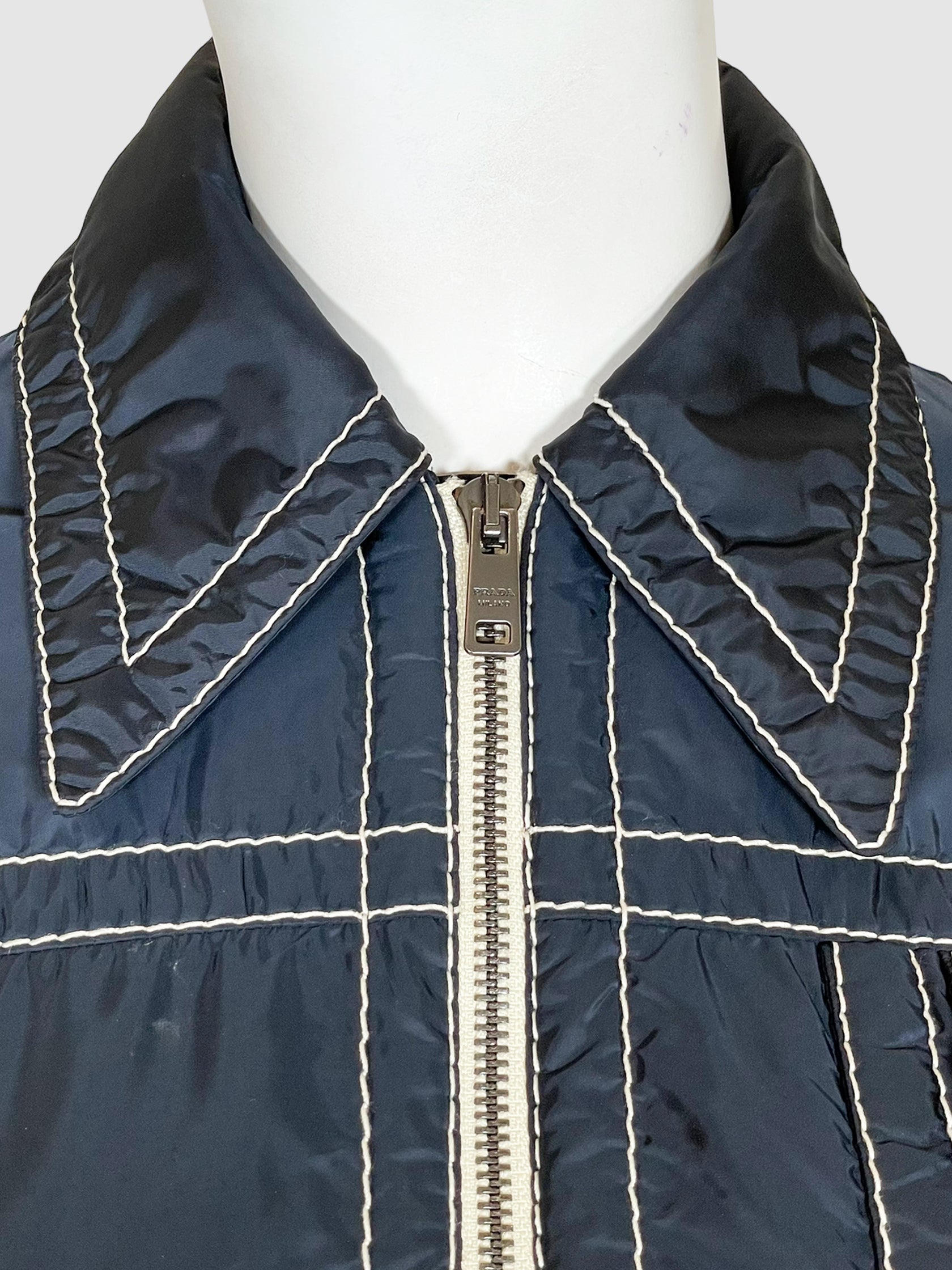 Nylon Quilted Zip-Up Jacket - Size 38
