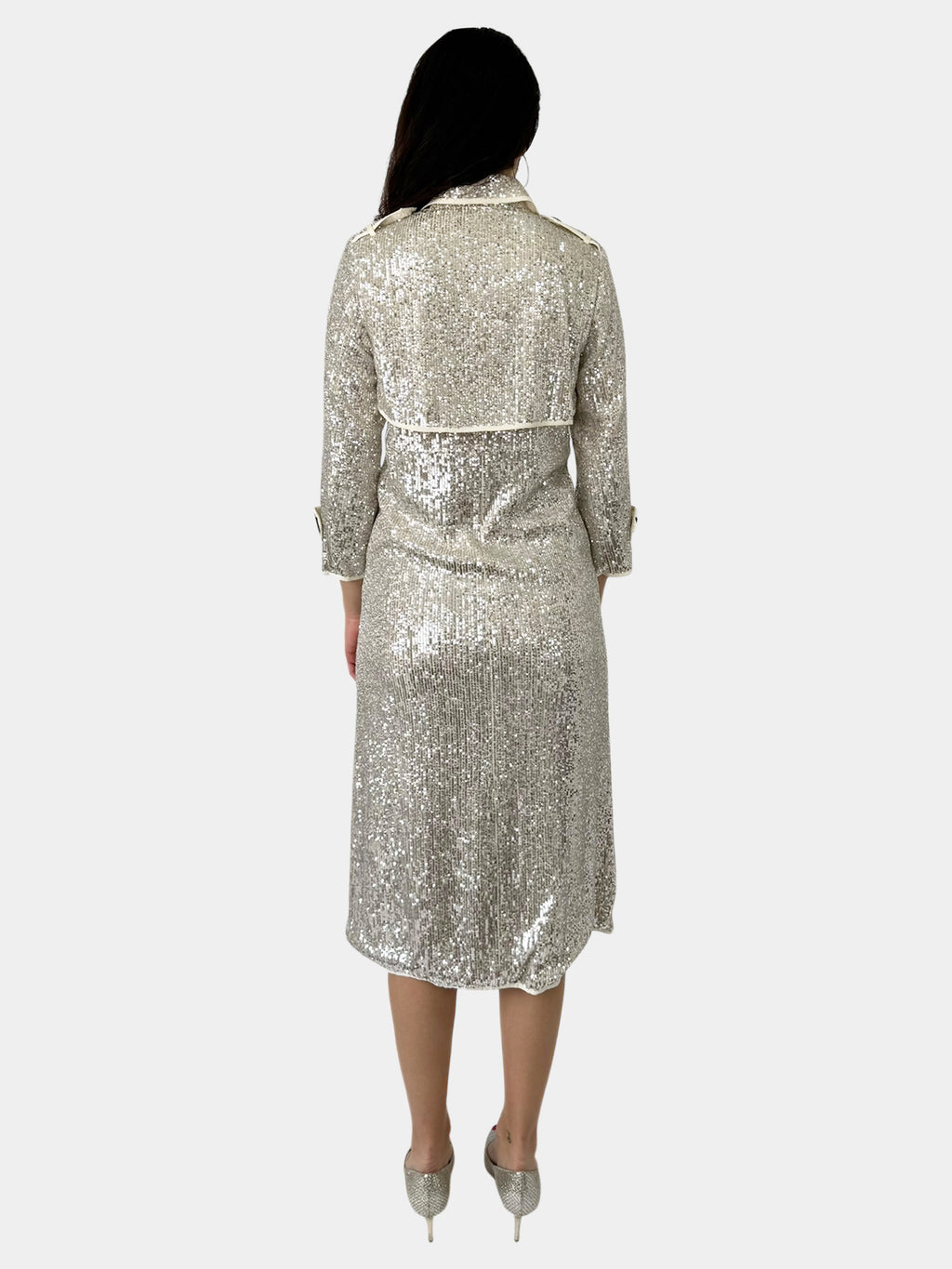 Sequin Double-Breasted Coat - Size 0