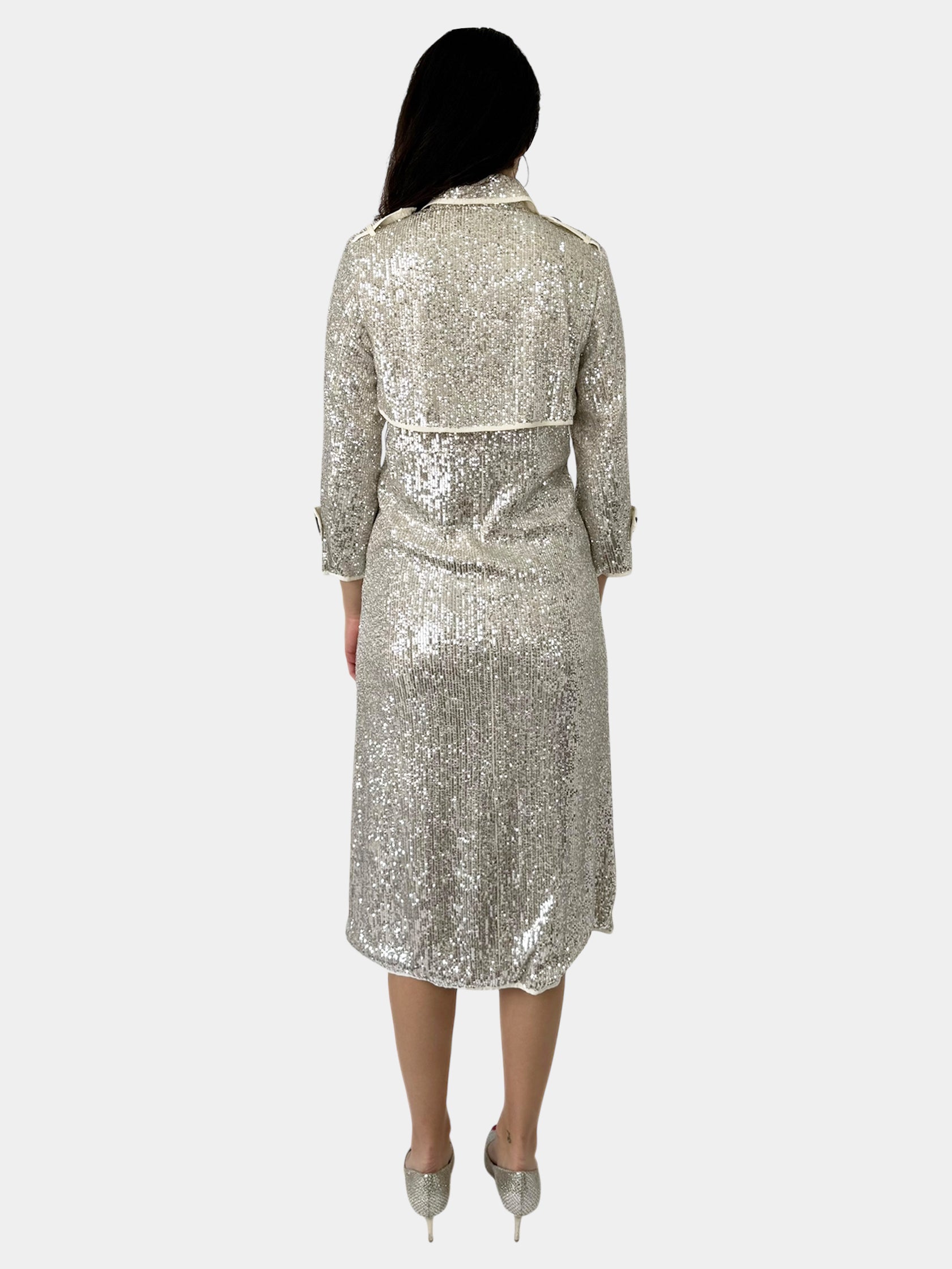 Sequin Double-Breasted Coat - Size 0