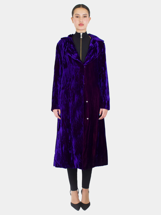 Velvet Two-Tone Long Flame Coat - Size M