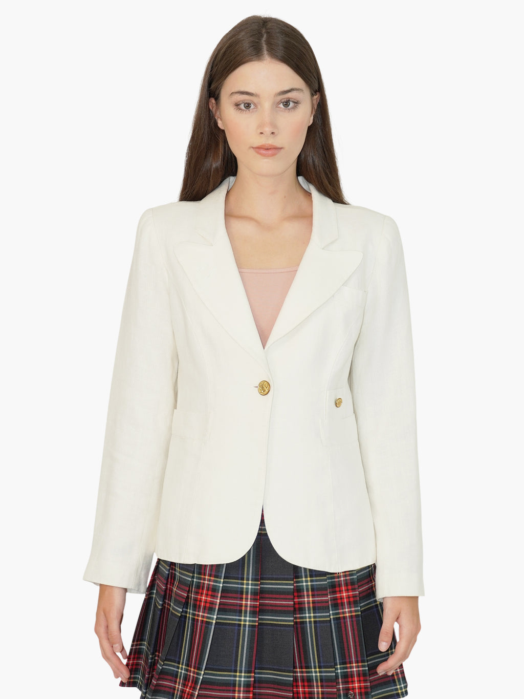 Linen Single-Button Blazer