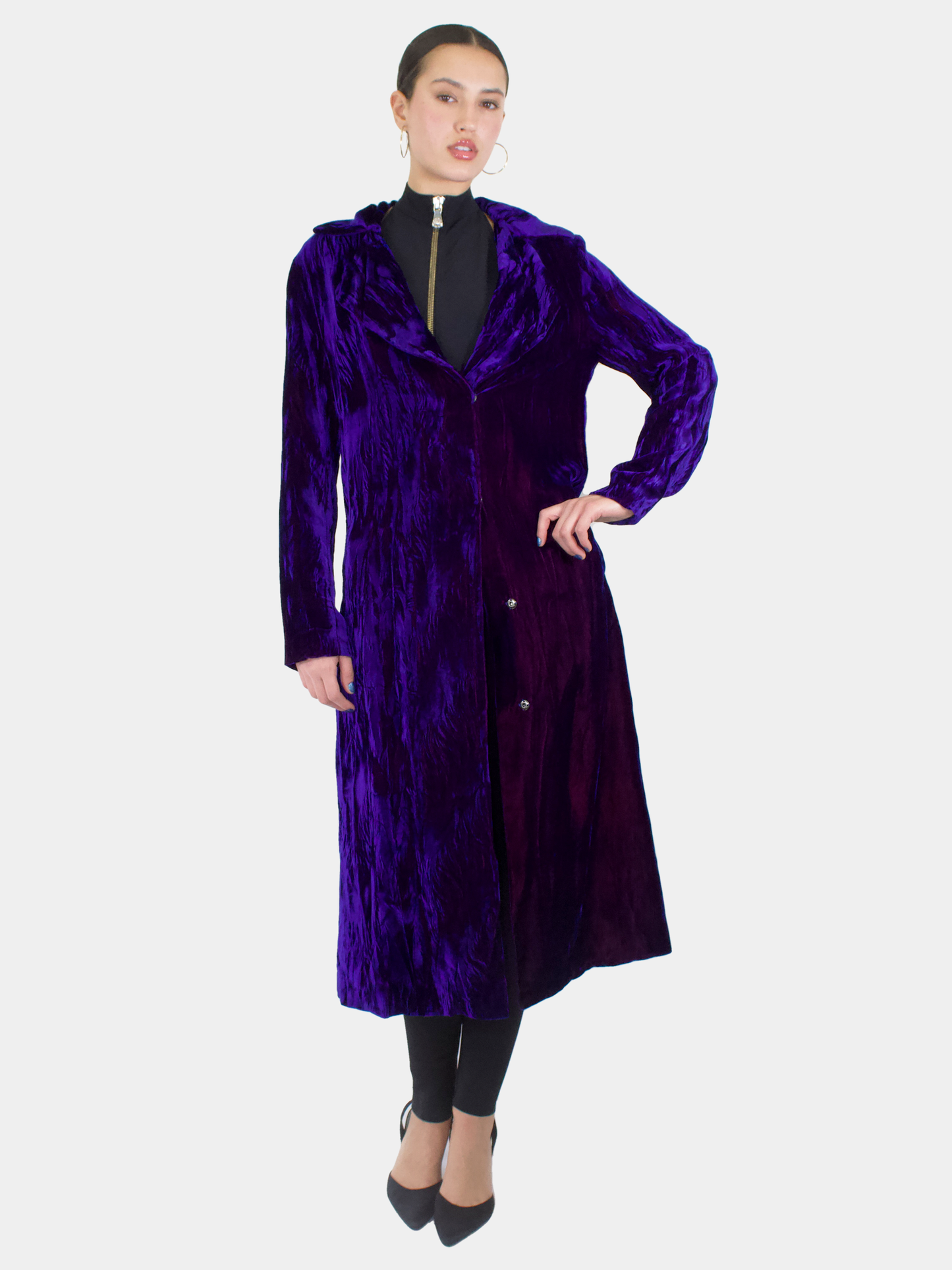 Velvet Two-Tone Long Flame Coat - Size M