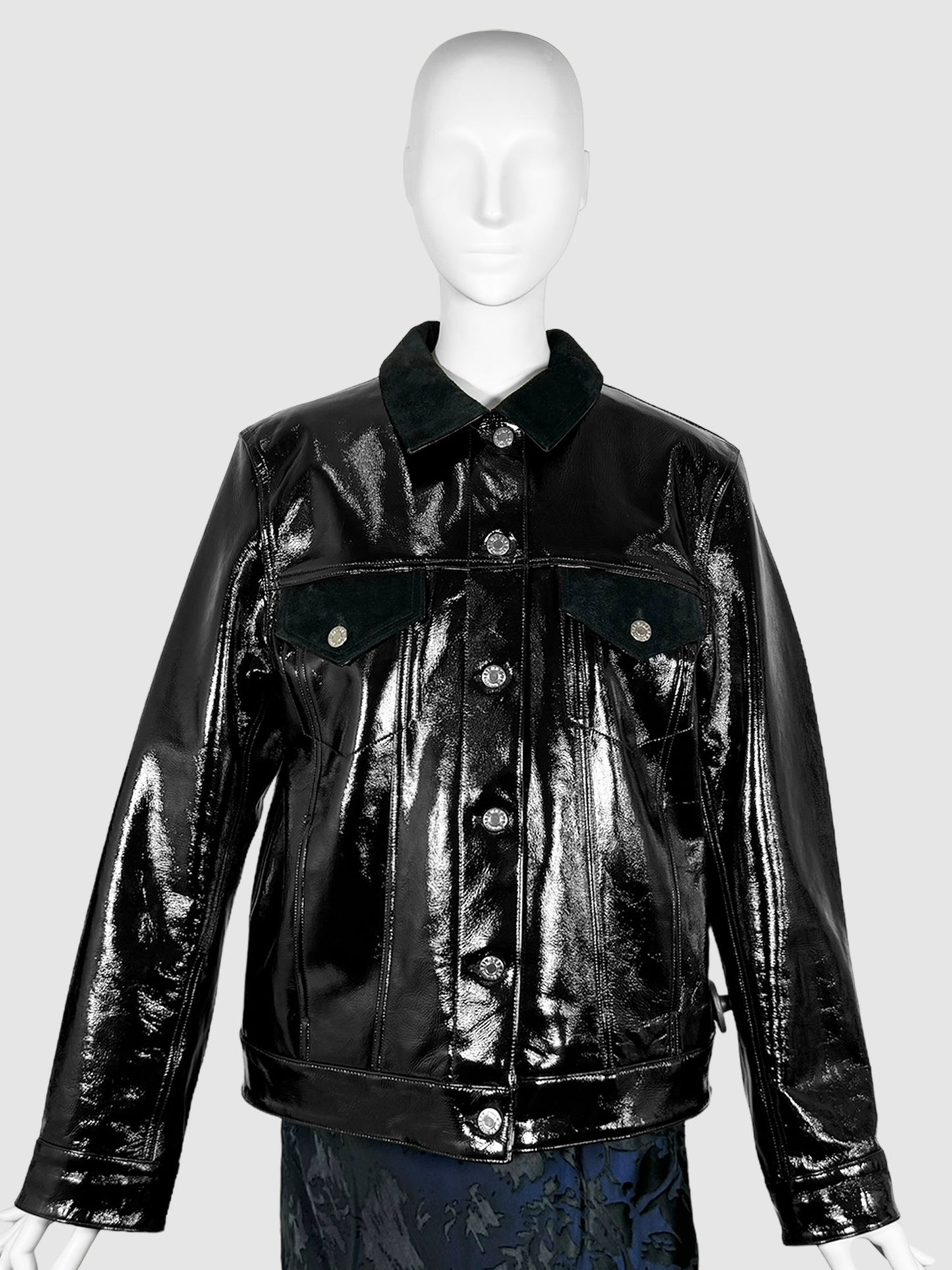 Patent Leather Trucker Jacket - Size M