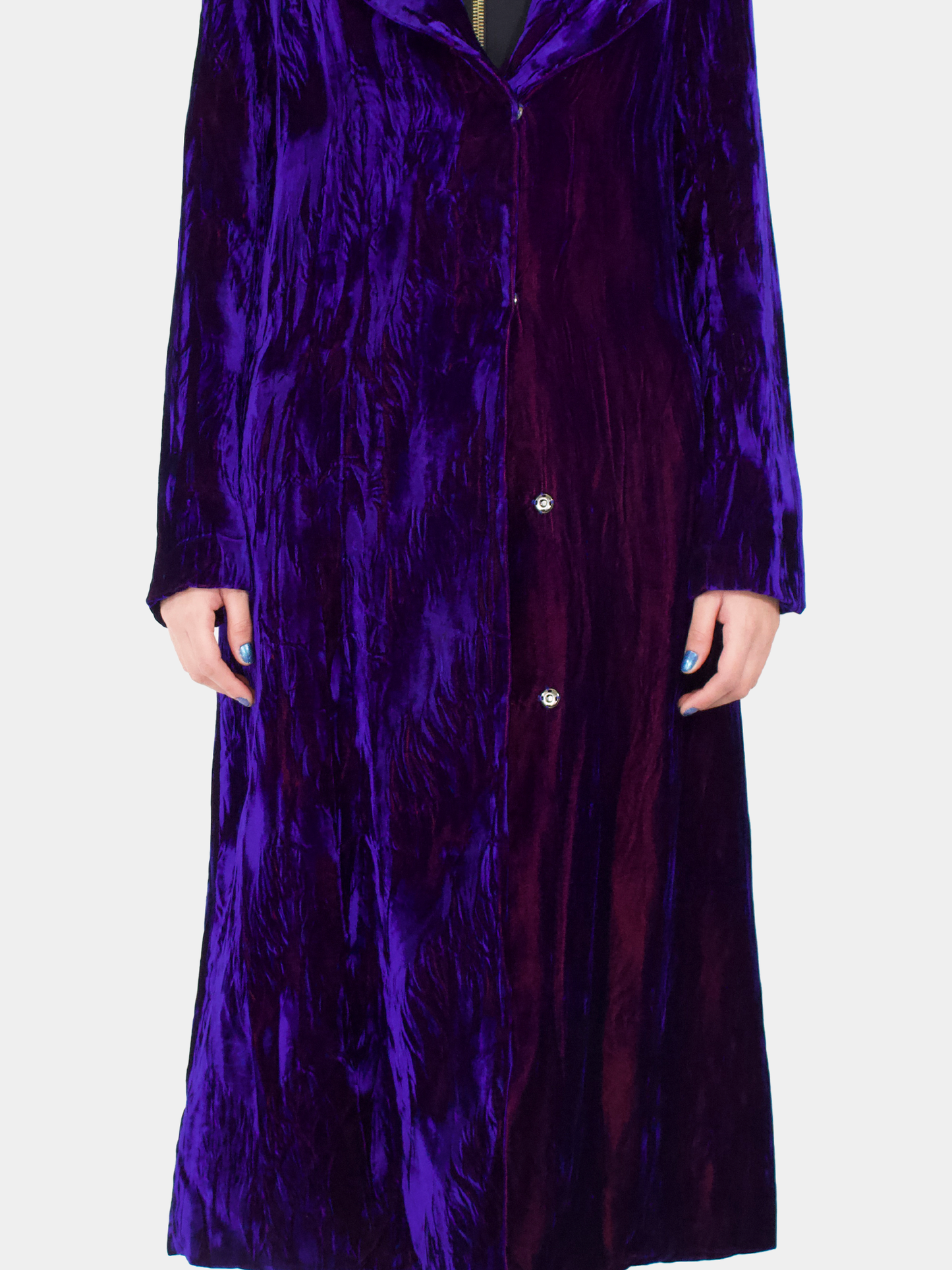 Velvet Two-Tone Long Flame Coat - Size M