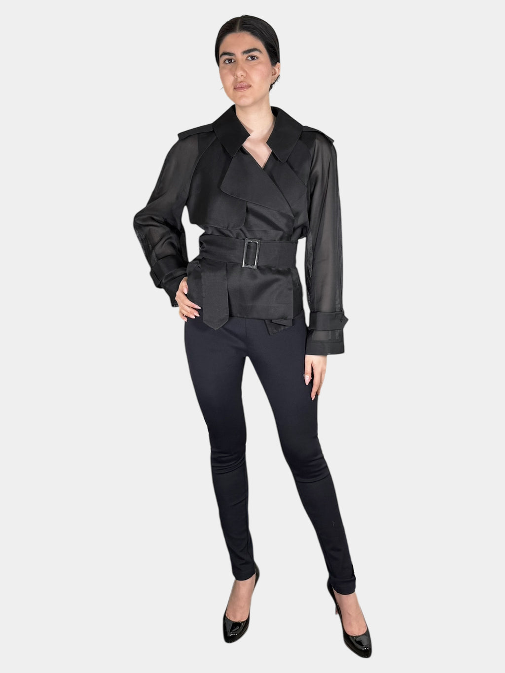 Silk Sheer Wrap Jacket - Size 36