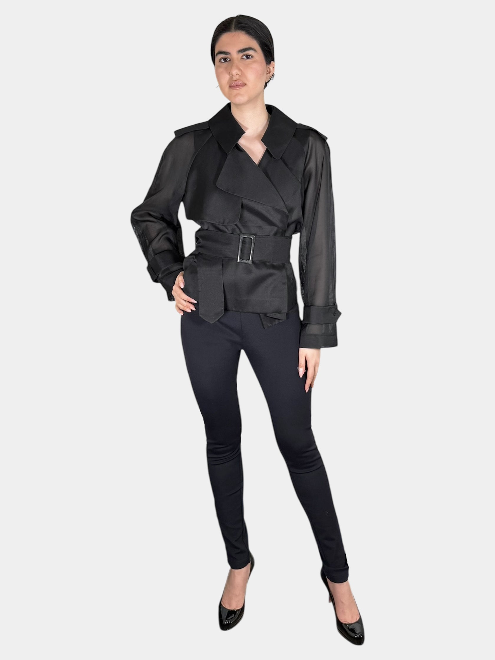 Silk Sheer Wrap Jacket - Size 36