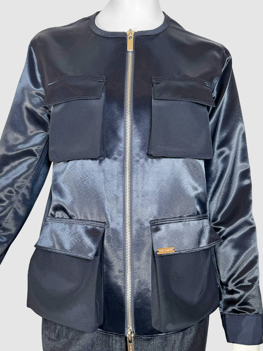 Satin Zip-Up Jacket - Size XXS