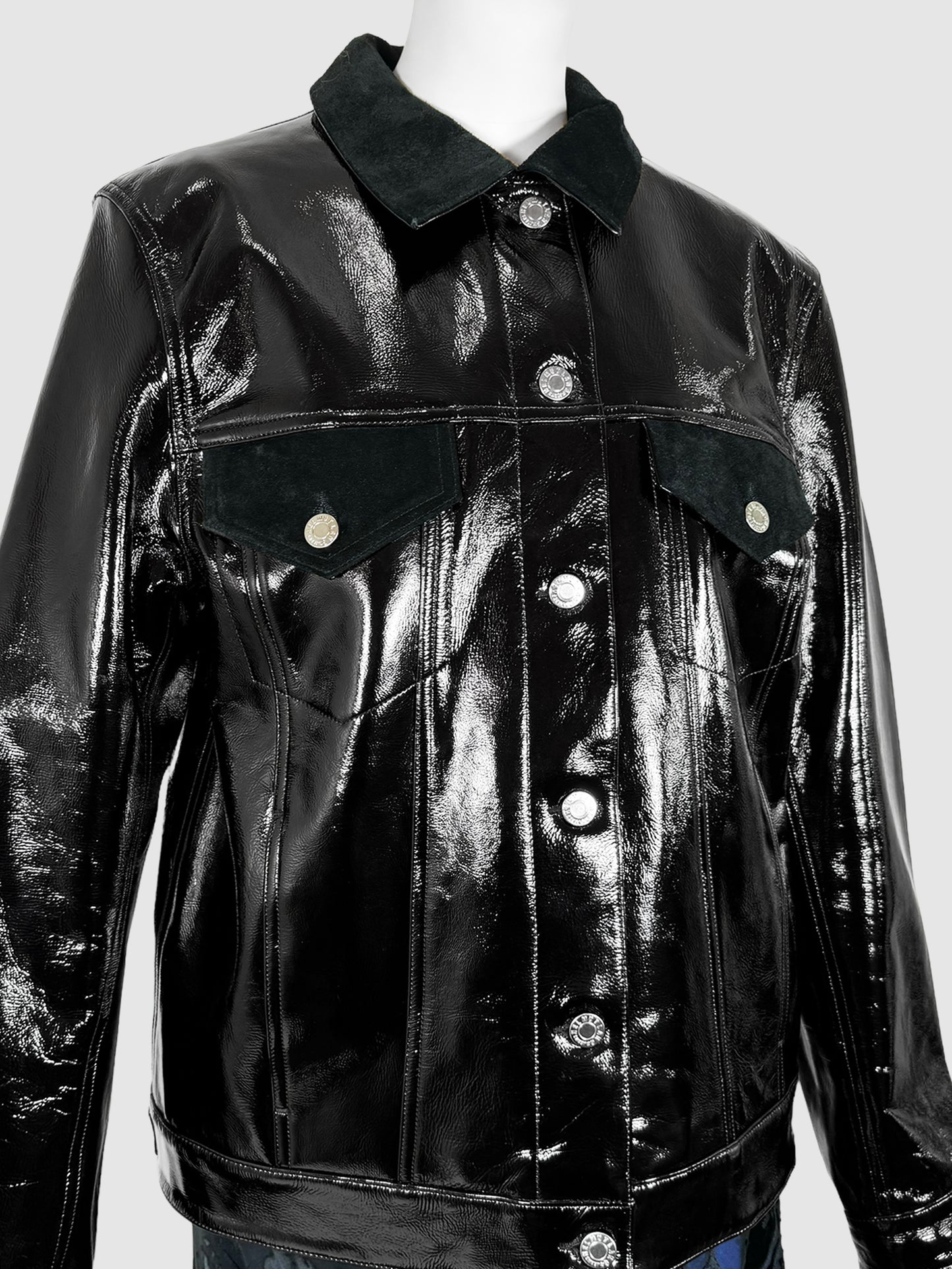 Patent Leather Trucker Jacket - Size M