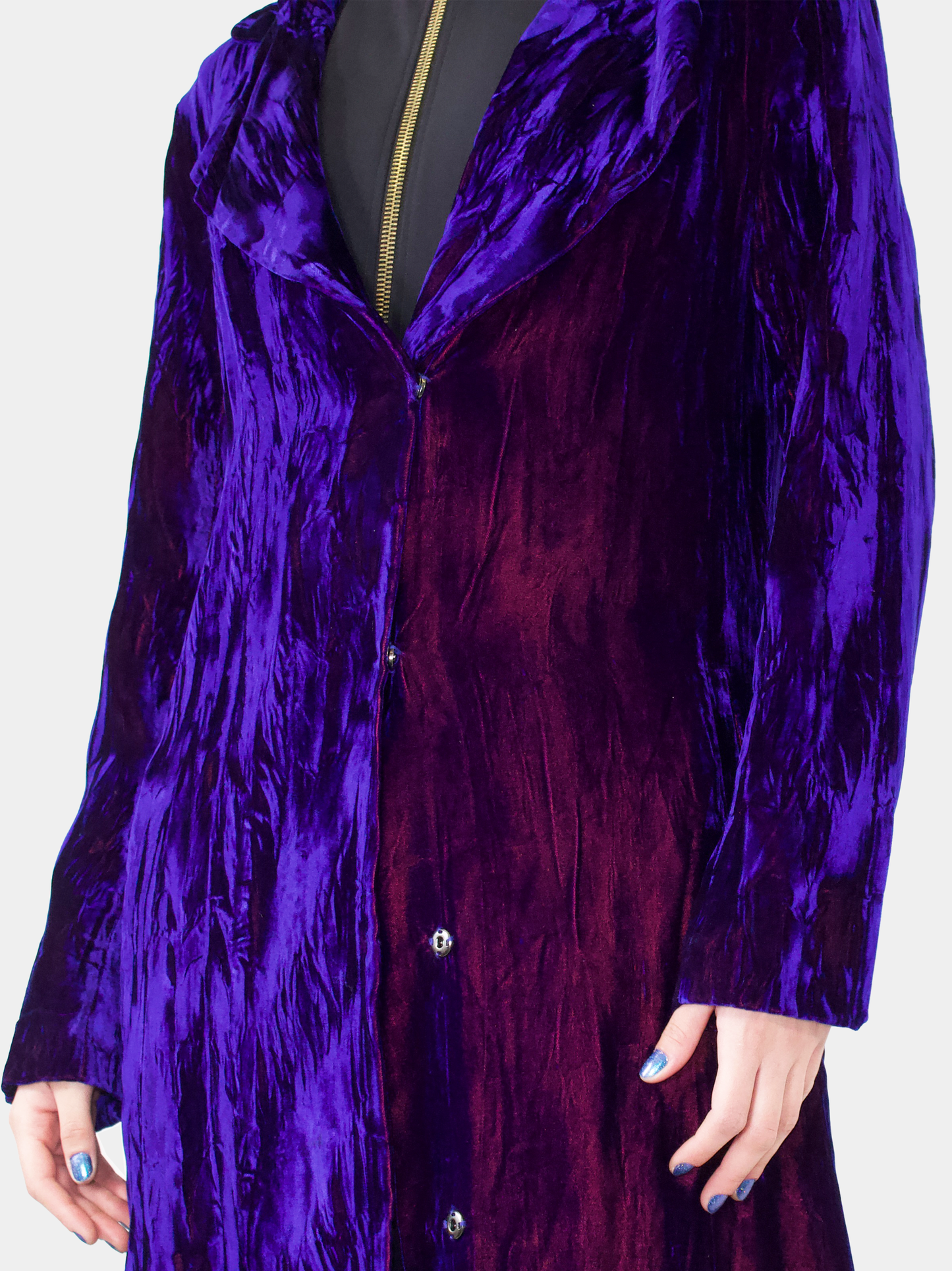 Velvet Two-Tone Long Flame Coat - Size M