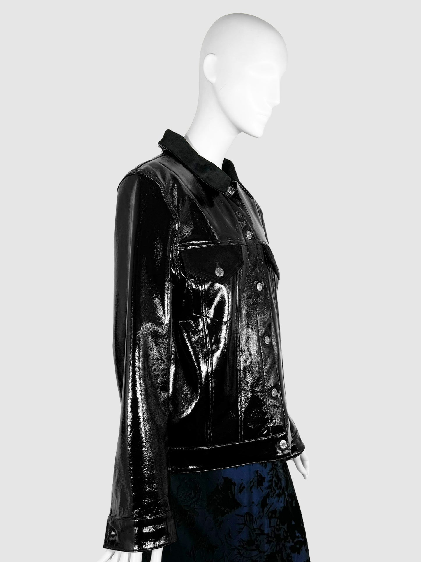 Patent Leather Trucker Jacket - Size M