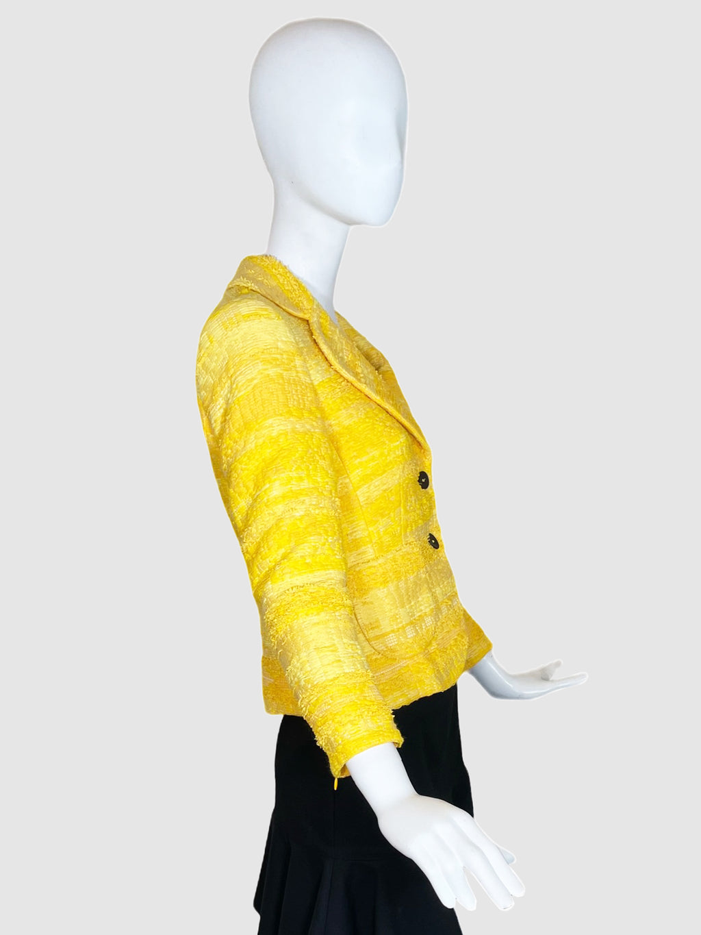 Single-Breasted Short Tweed Blazer - Size 34