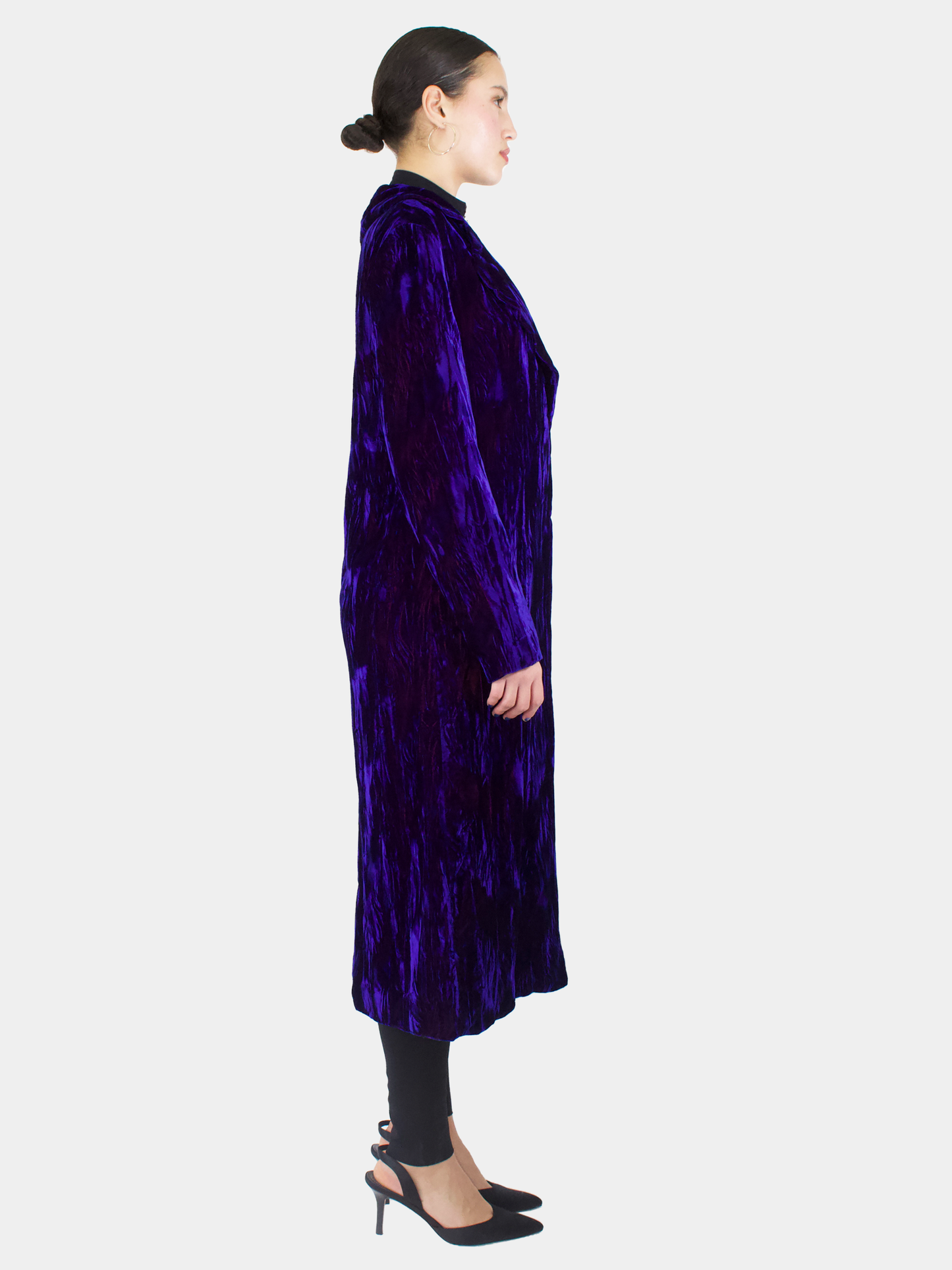 Velvet Two-Tone Long Flame Coat - Size M