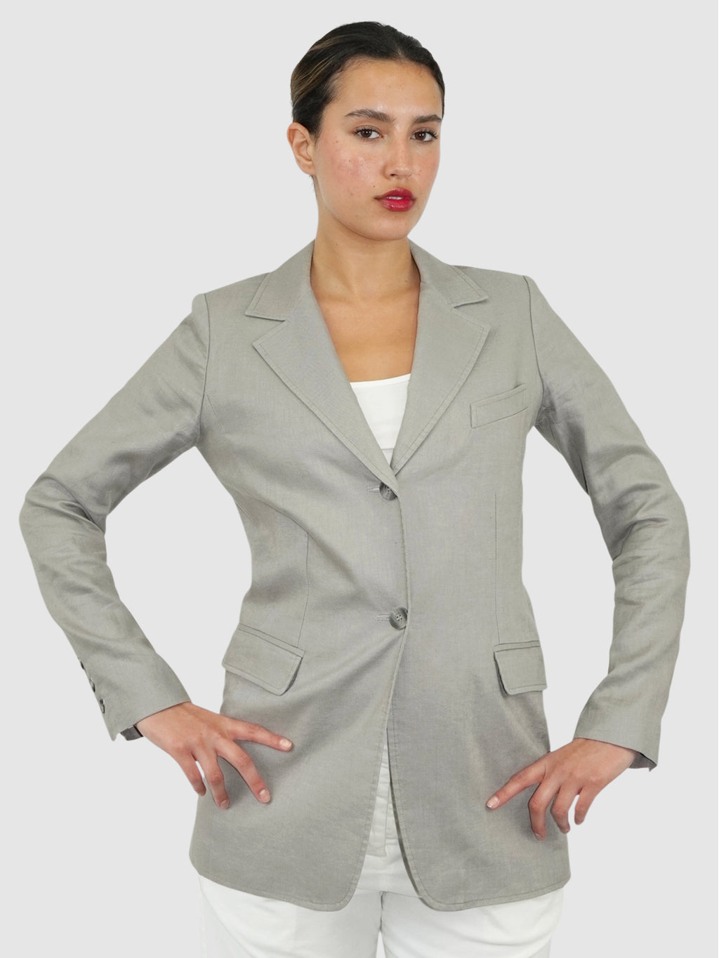 Single-Breasted Linen Blazer