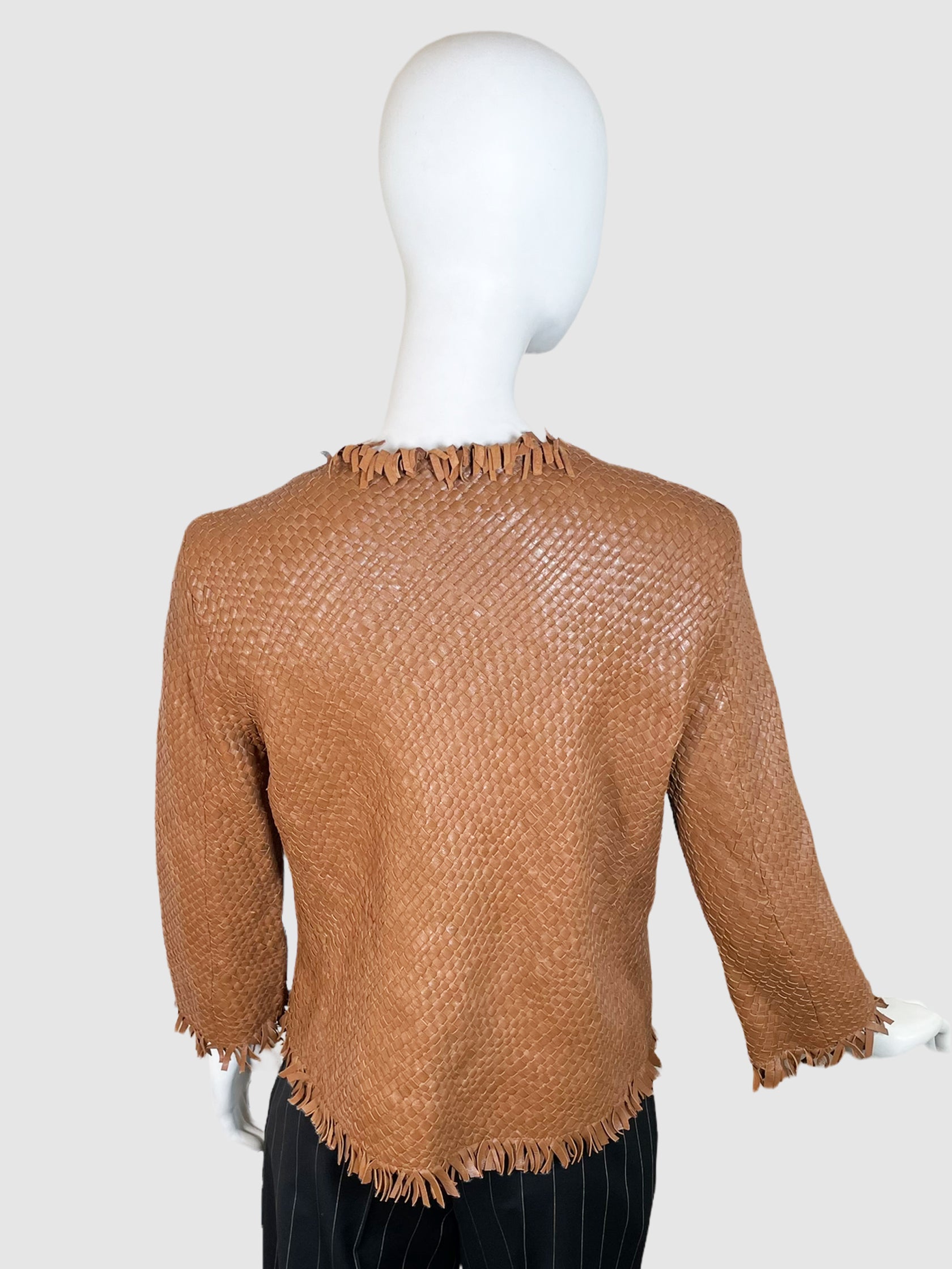 Marc Cain Woven Leather Jacket - Size 2