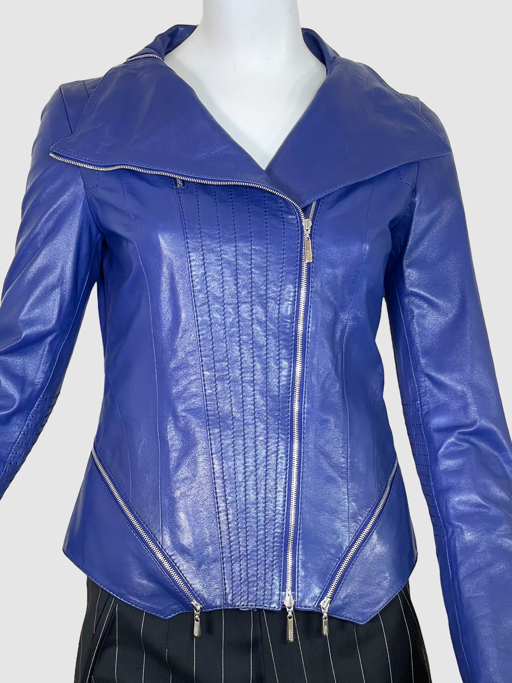 Leather Moto Jacket - Size 34