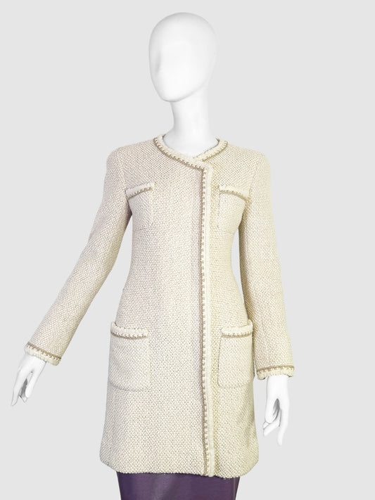 Chanel Wool Tweed Coat - Size 36