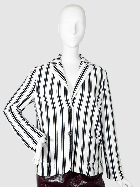 Stripe Single-Breasted Blazer - Size 10