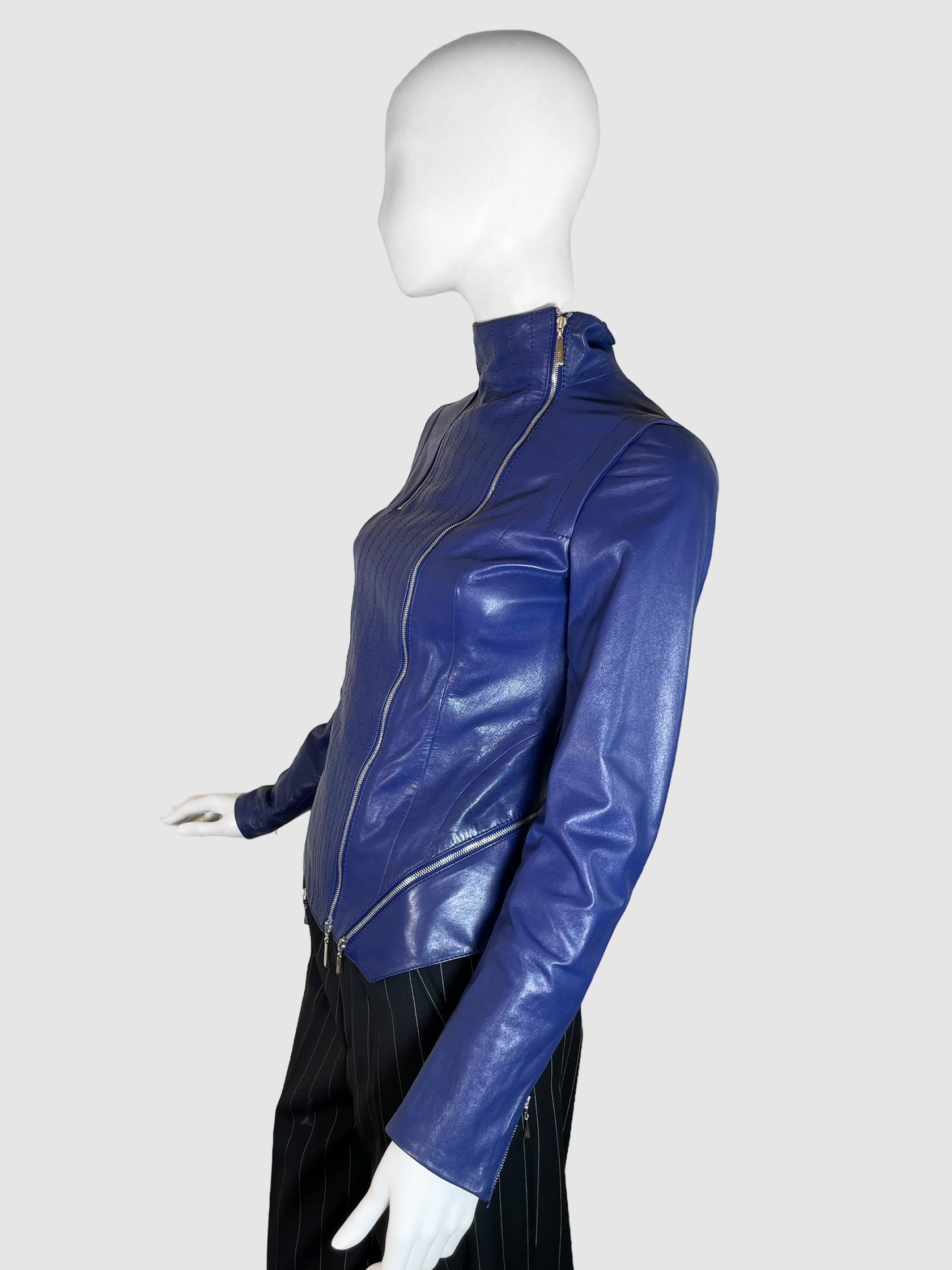 Leather Moto Jacket - Size 34