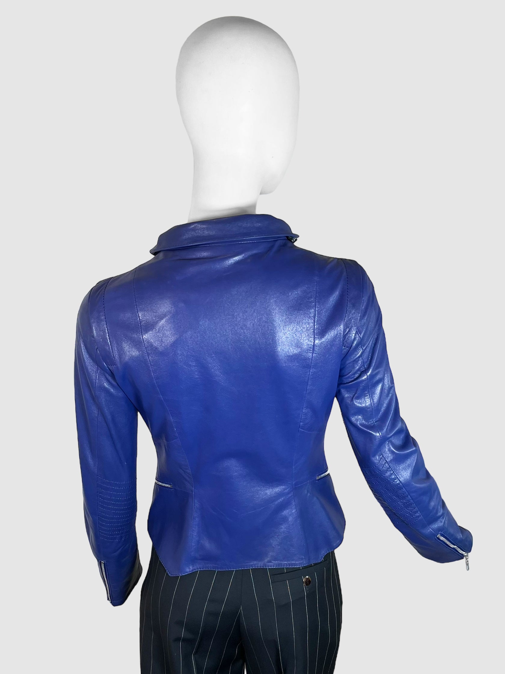 Leather Moto Jacket - Size 34