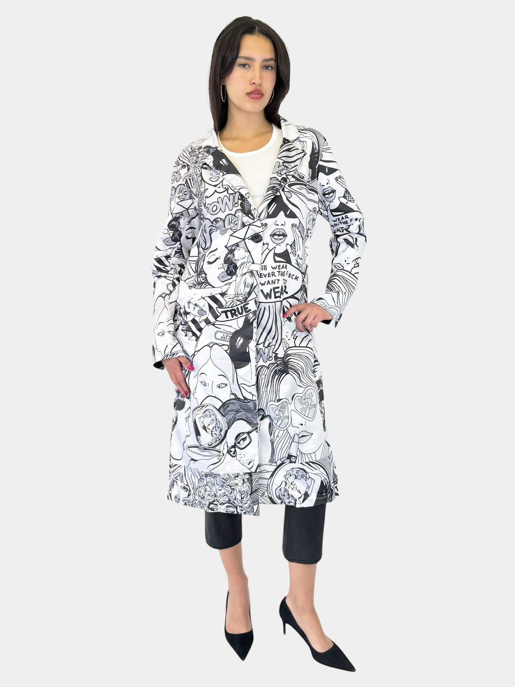 Pop Art Single Breasted Coat - Size L