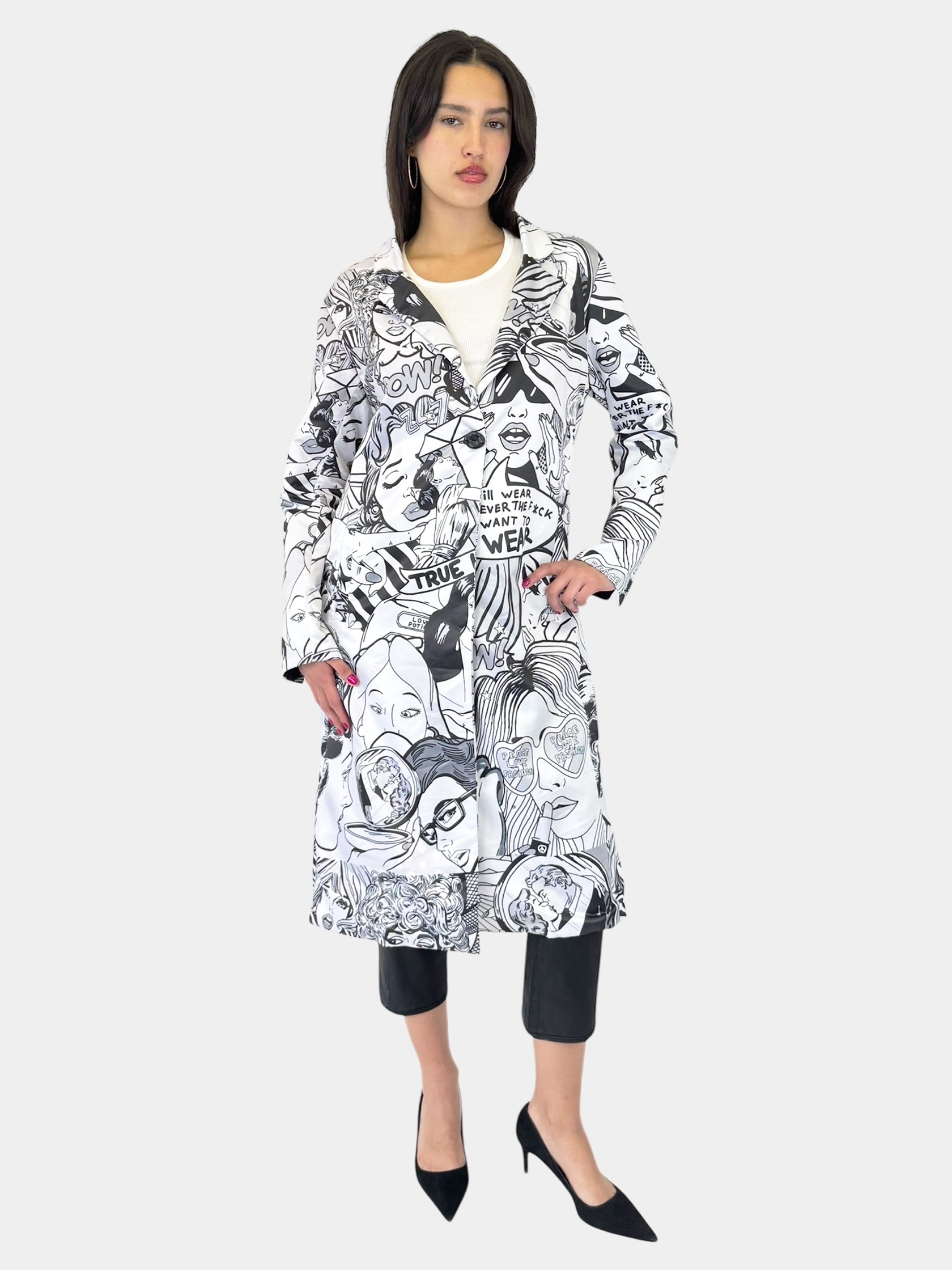 Pop Art Single Breasted Coat - Size L