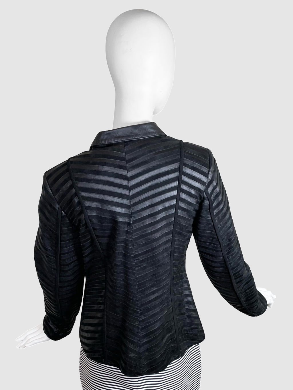 Leather and Suede Stripe Jacket - Size M