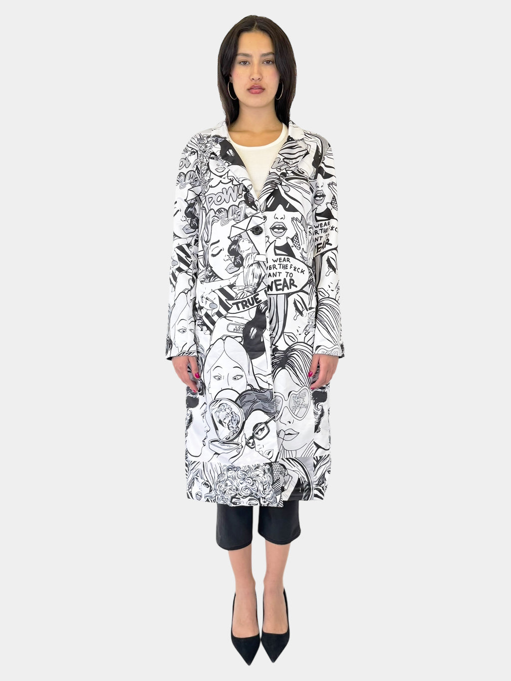 Pop Art Single Breasted Coat - Size L