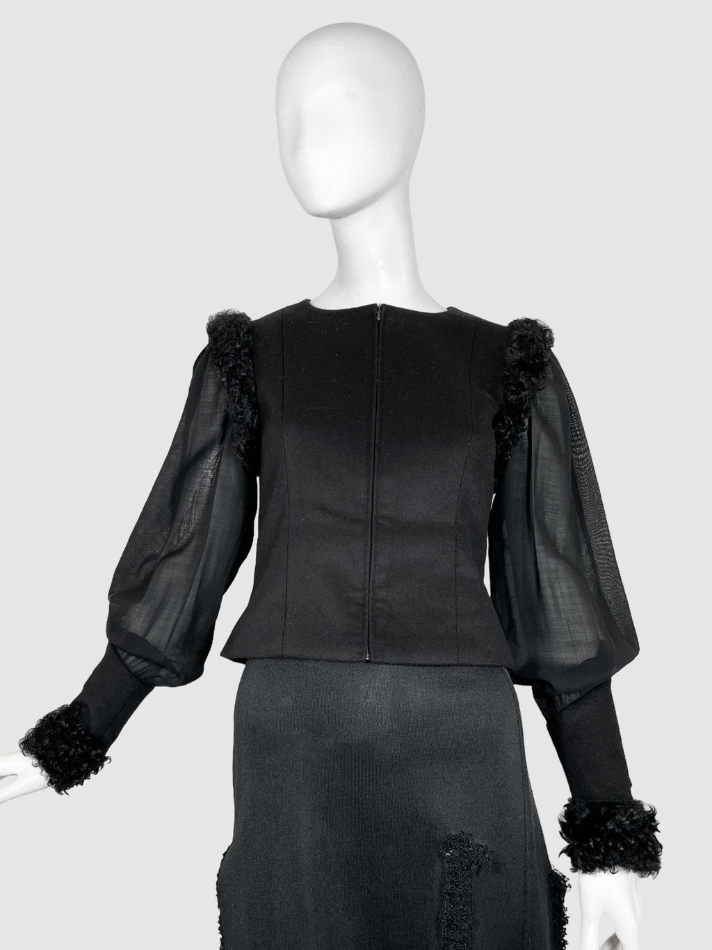 Cashmere Puff Sleeve Jacket - Size 36