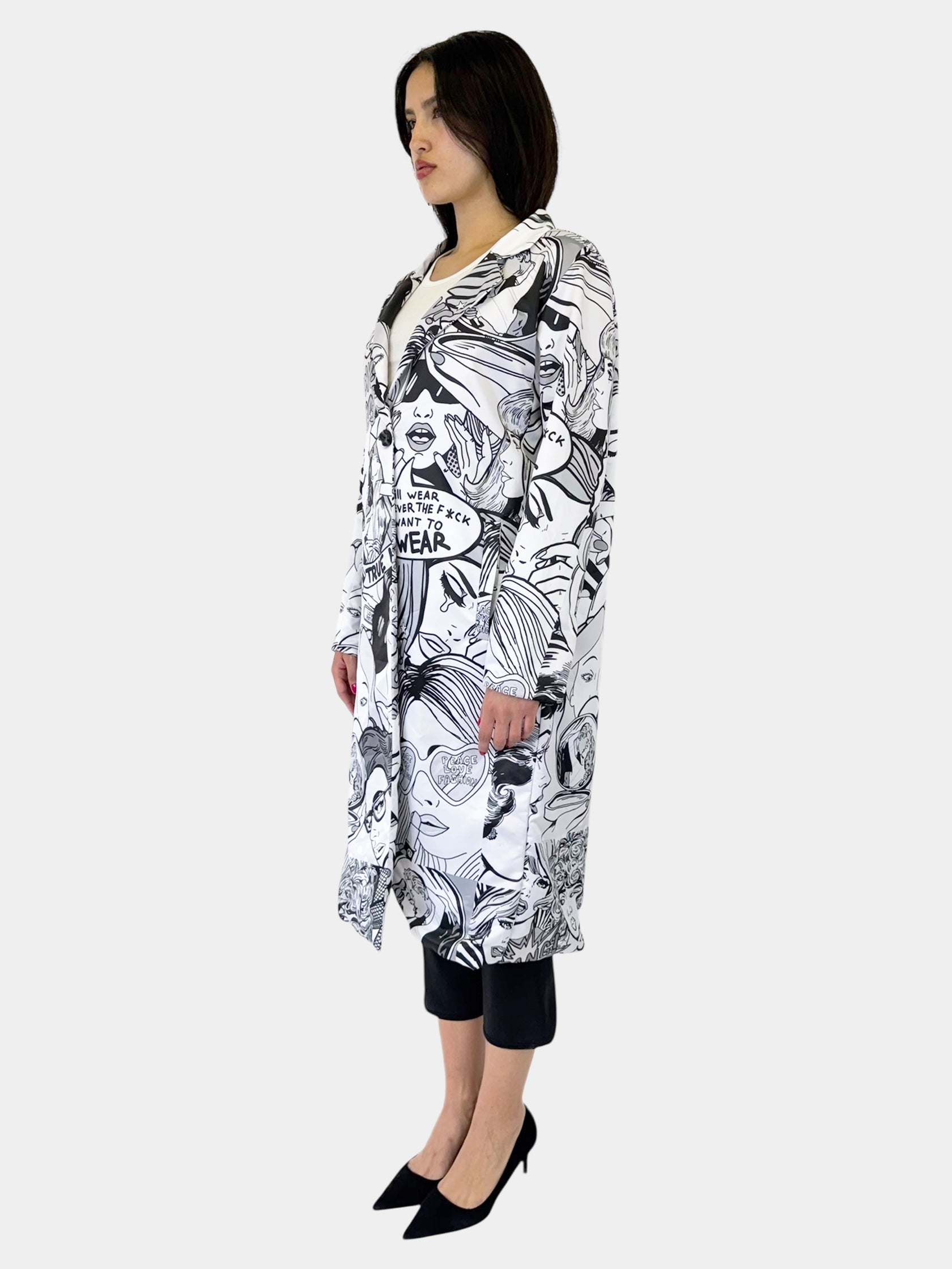 Pop Art Single Breasted Coat - Size L