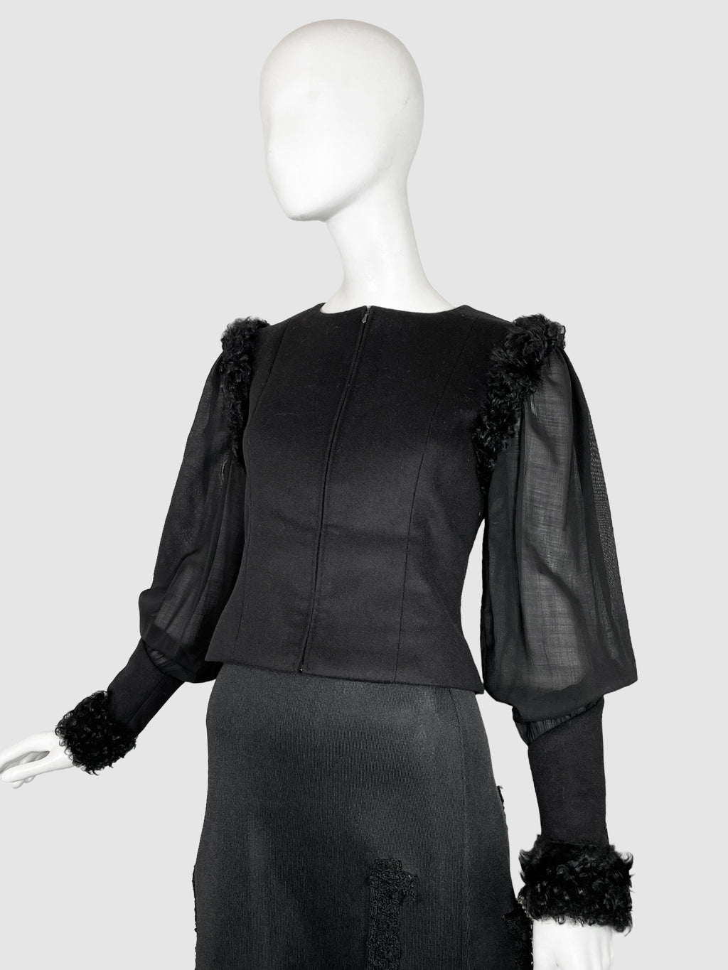 Cashmere Puff Sleeve Jacket - Size 36