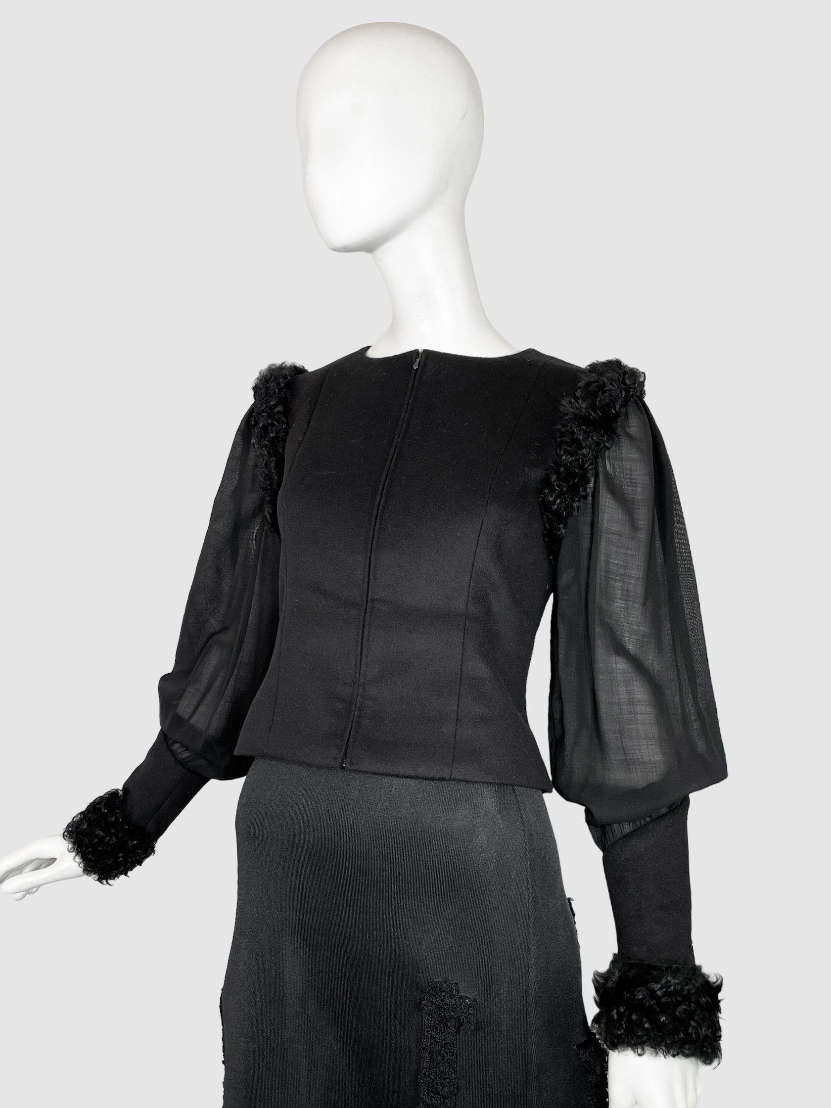 Cashmere Puff Sleeve Jacket - Size 36